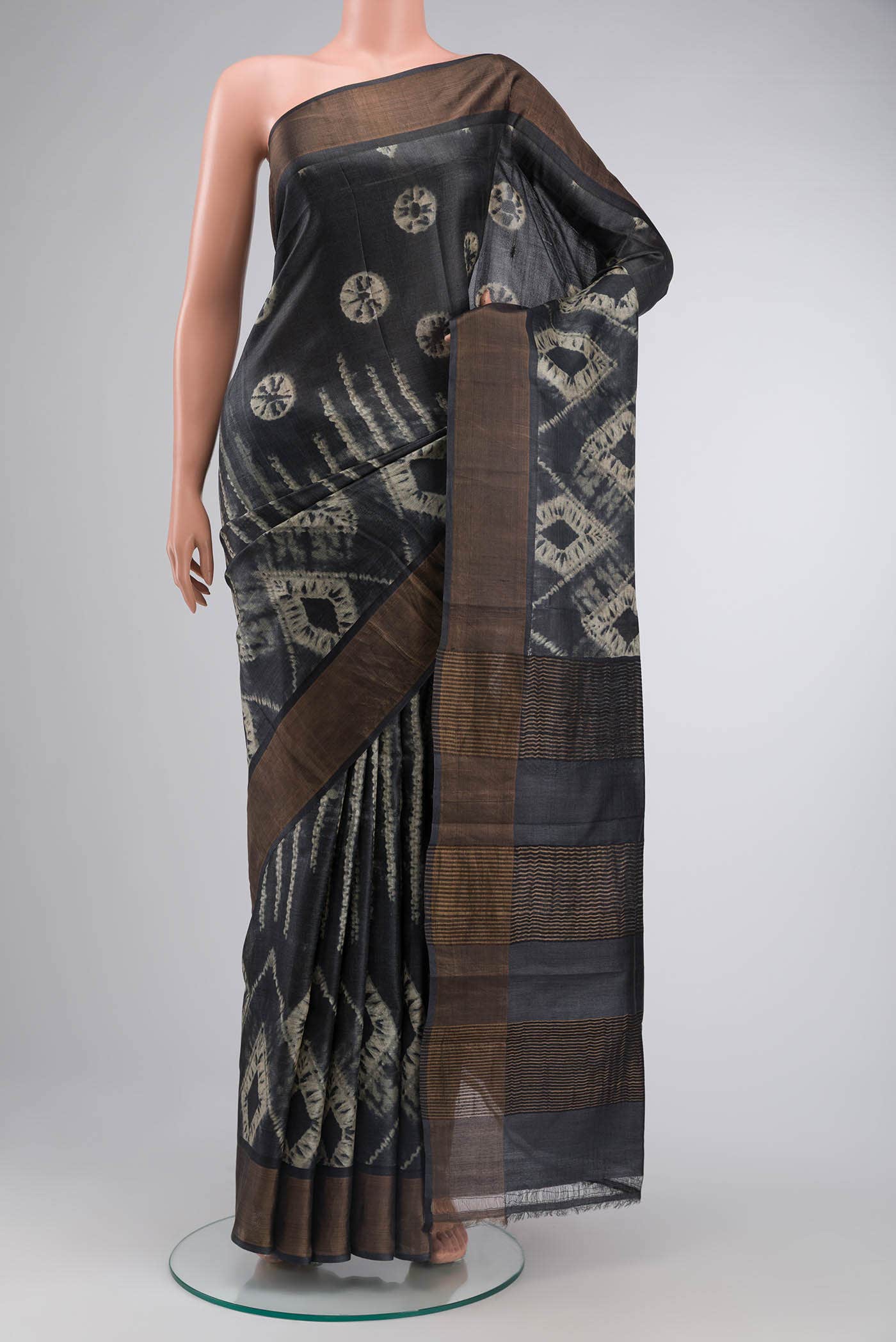 Black Tussar Silk Saree
