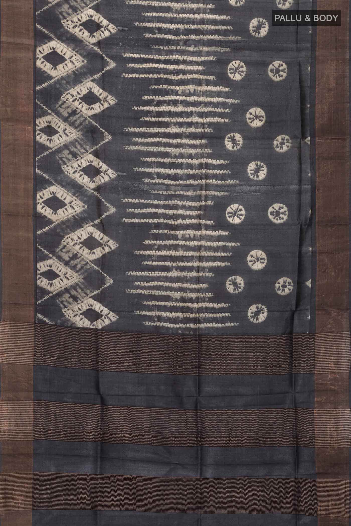 Black Tussar Silk Saree