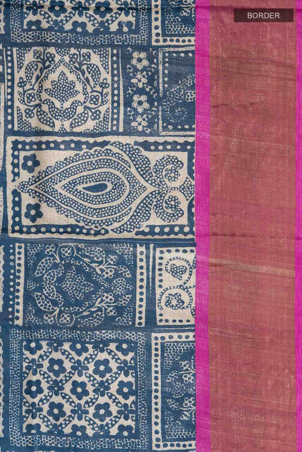 Blue Tussar Silk Saree