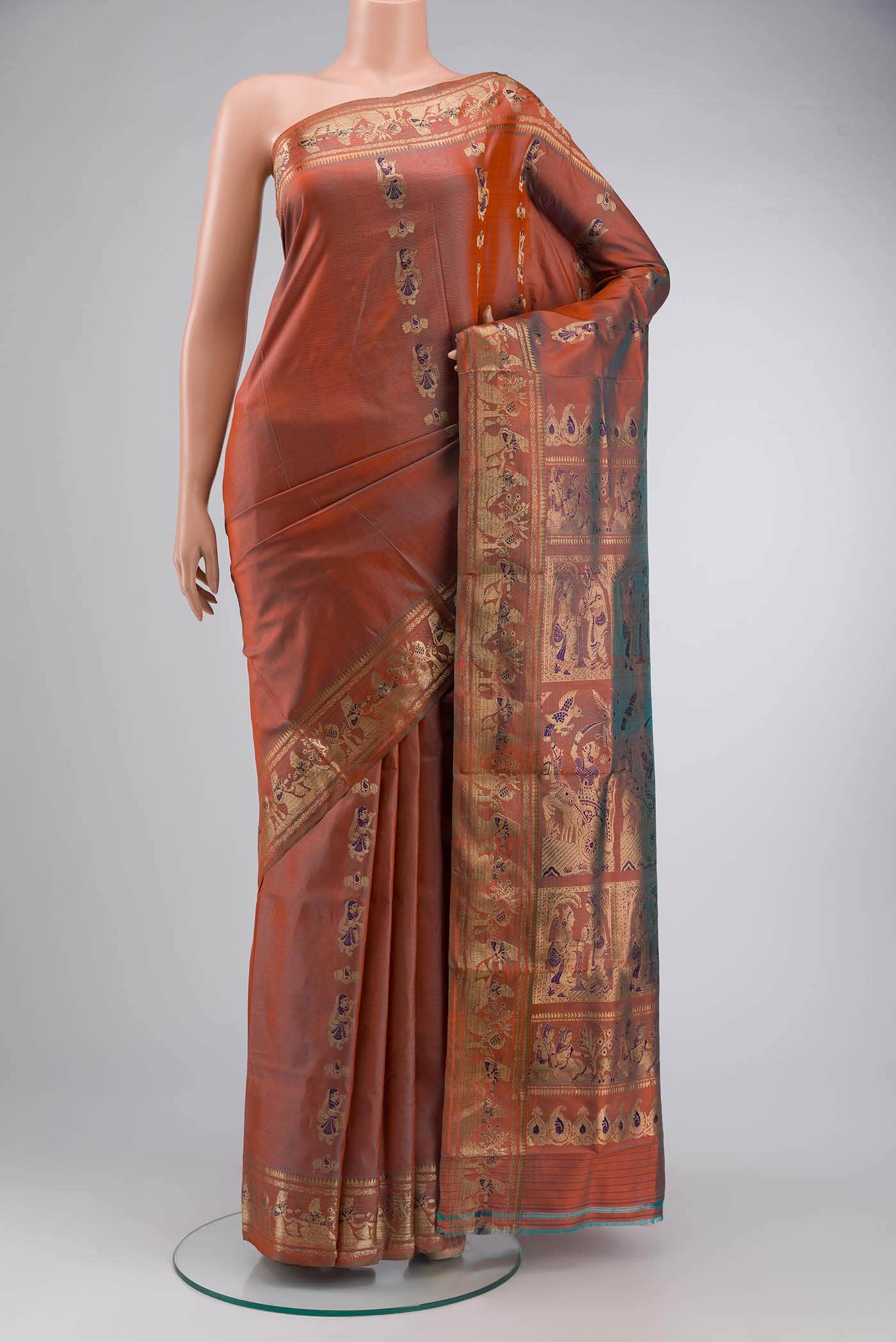 Maroon with Grey Dual Tone Baluchari Silk Saree
