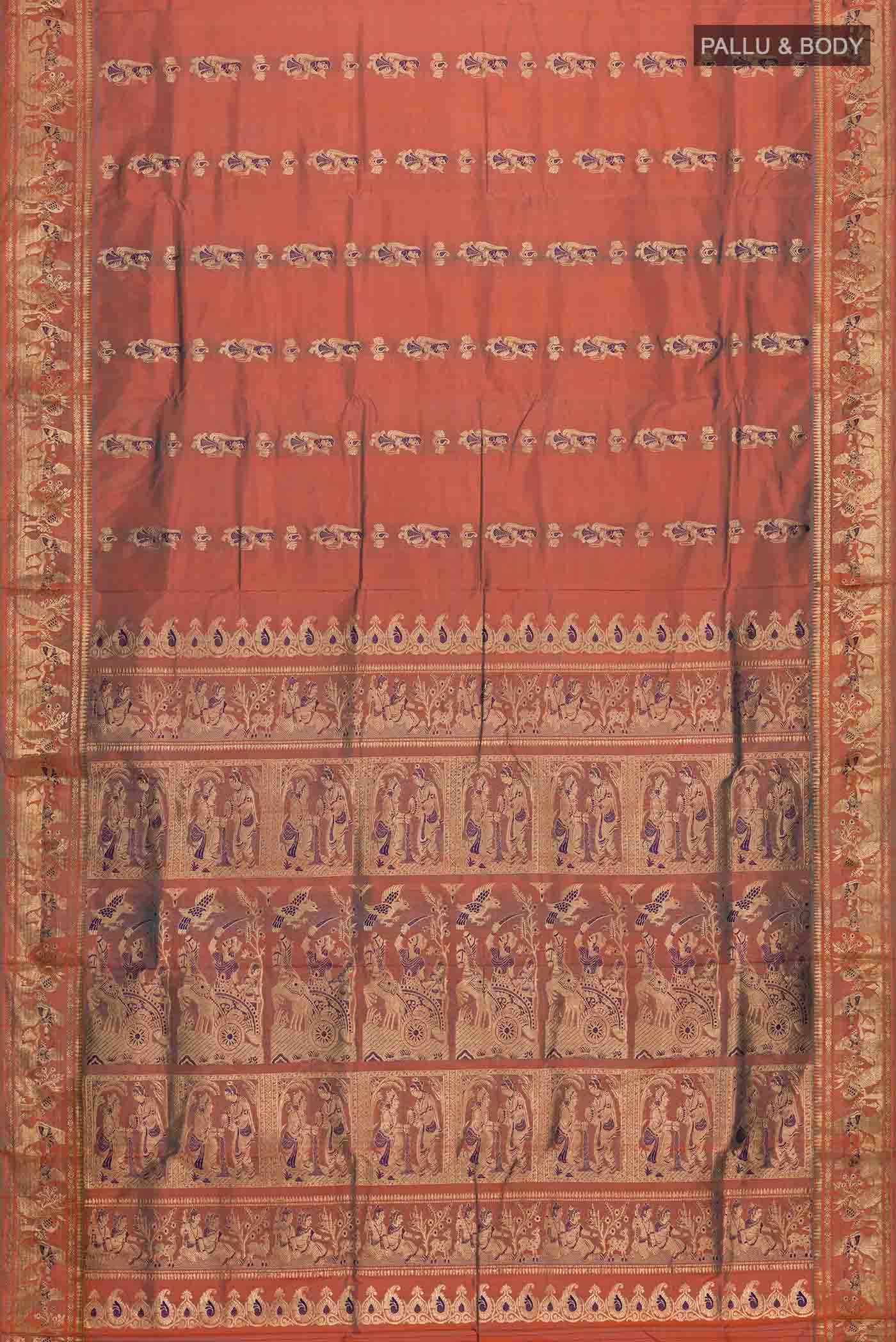 Maroon with Grey Dual Tone Baluchari Silk Saree
