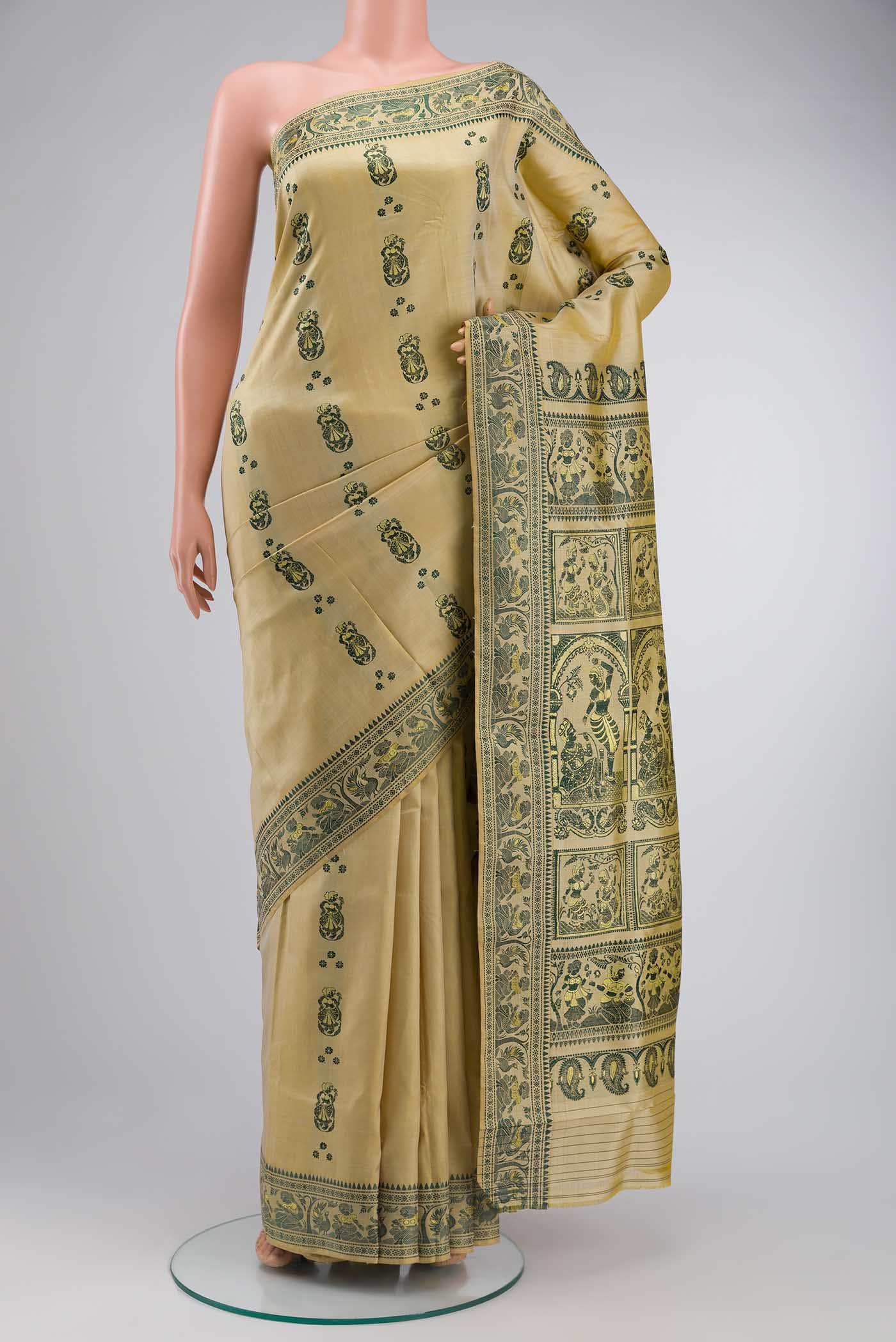 Beige Baluchari Silk Saree