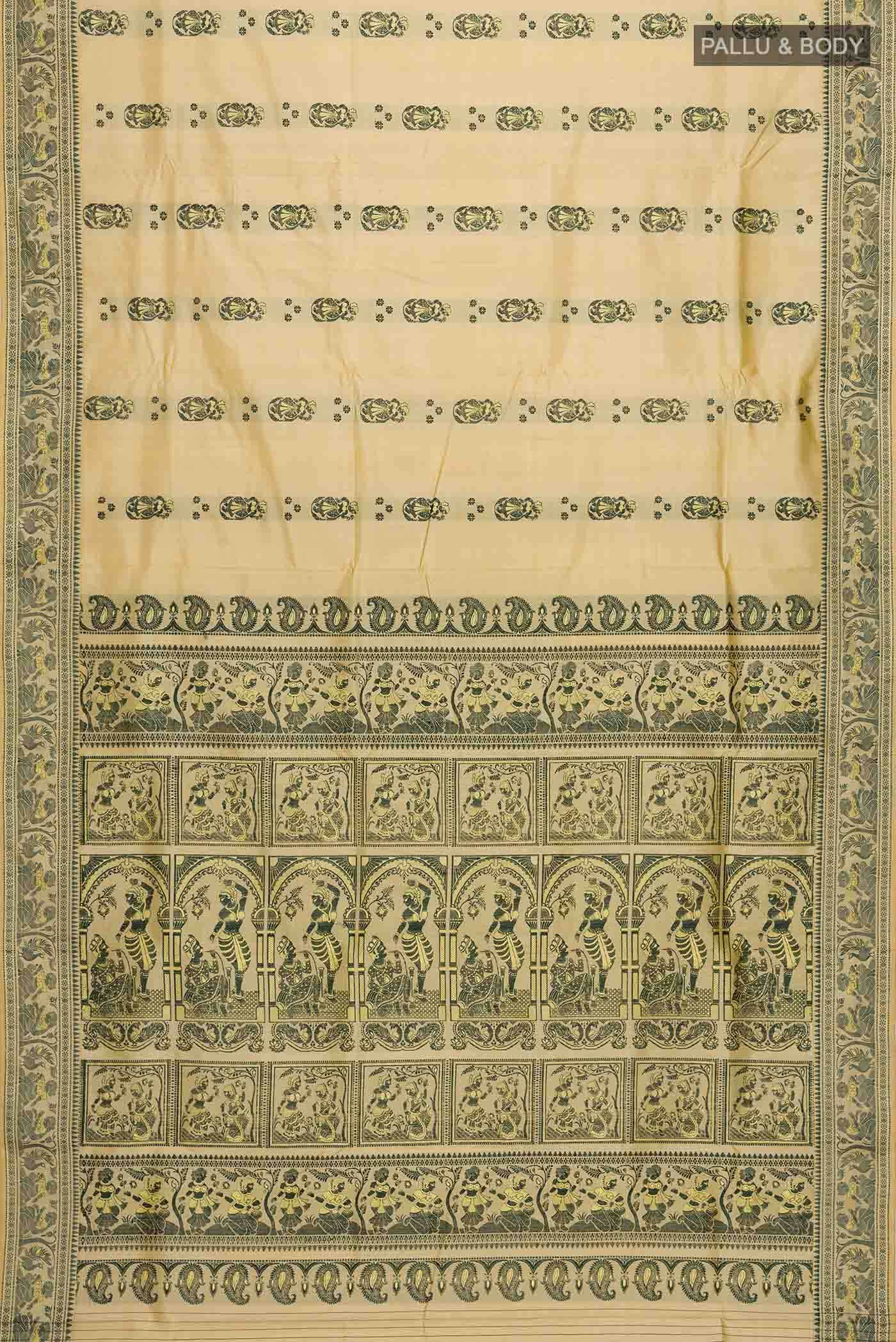 Beige Baluchari Silk Saree