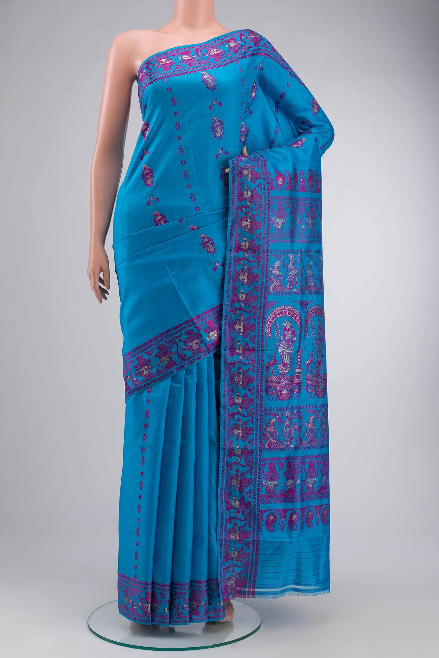 Blue Baluchari Silk Saree