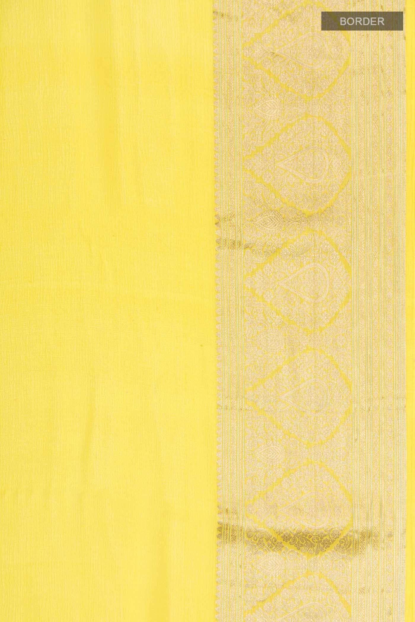 Yellow Mysore Crepe Saree