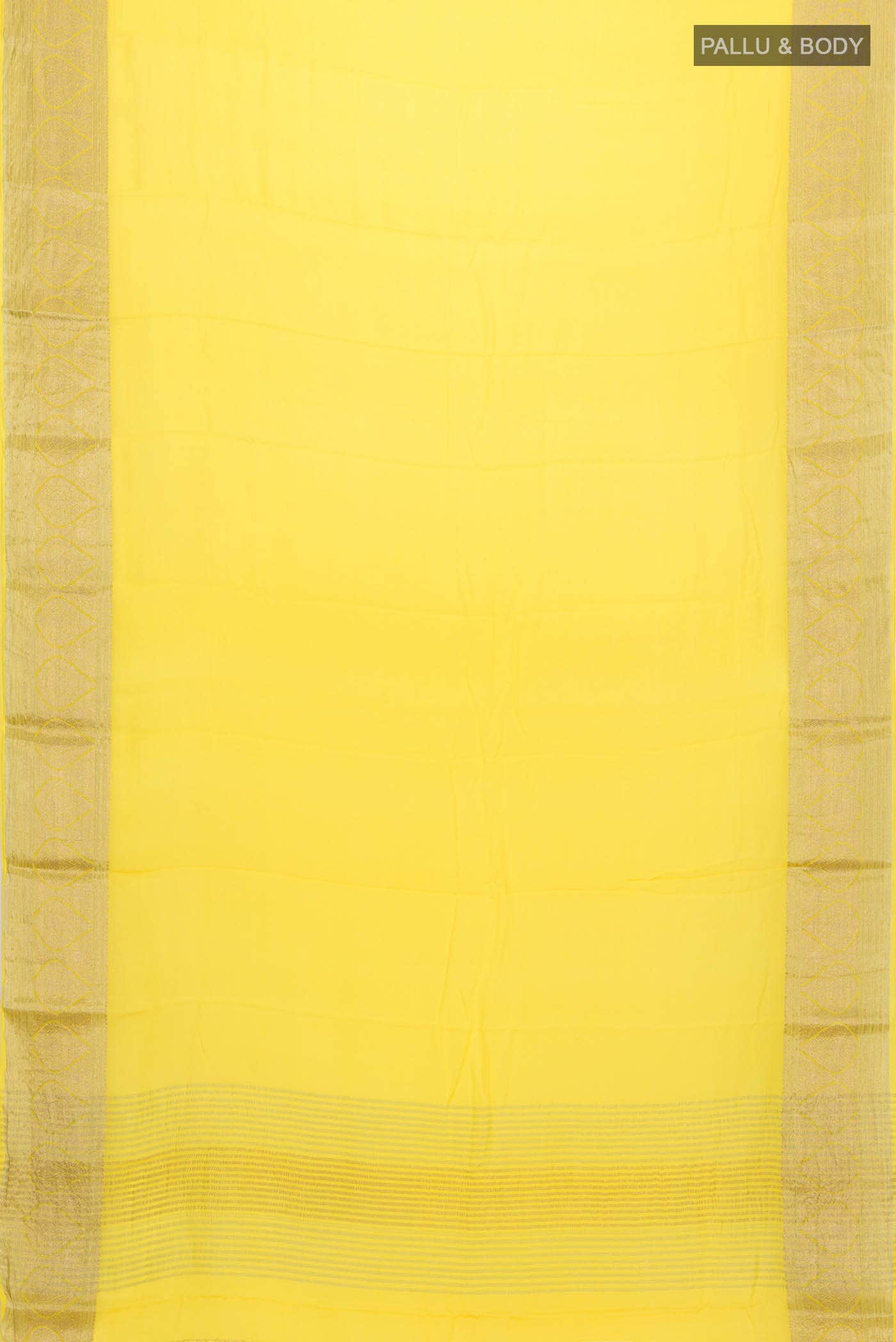 Yellow Mysore Crepe Saree