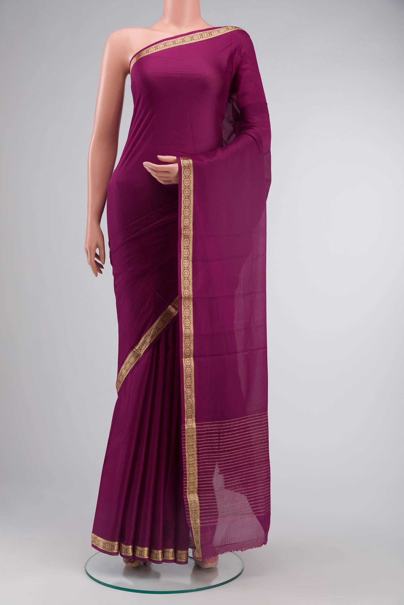 Magenta Mysore Crepe Saree