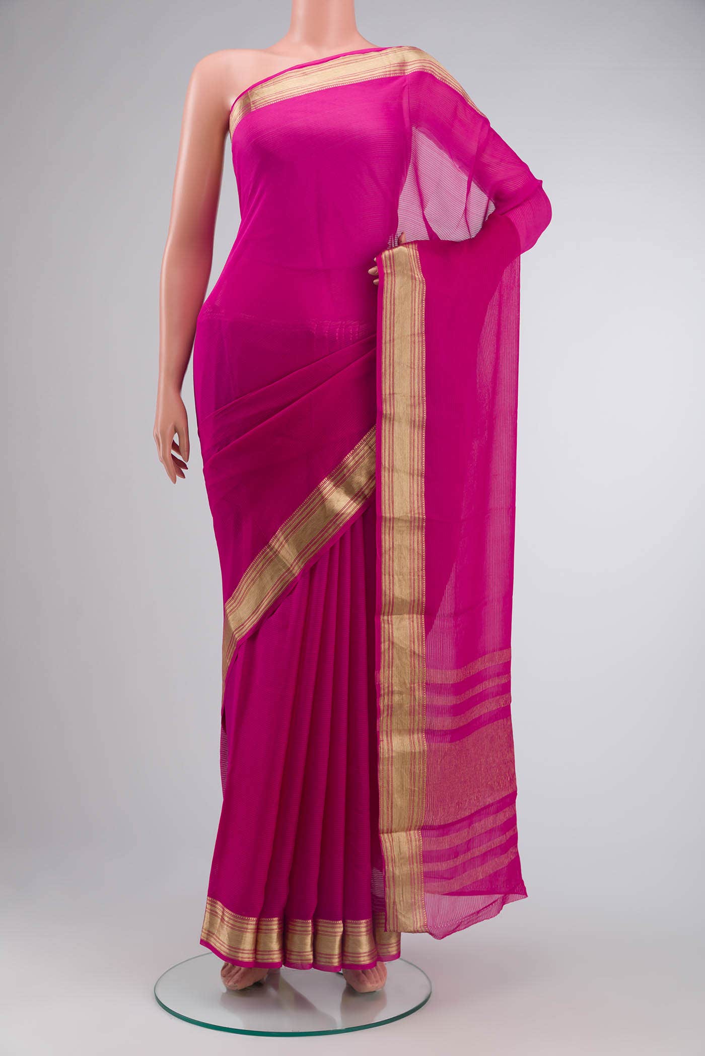 Pink Mysore Georgette Saree