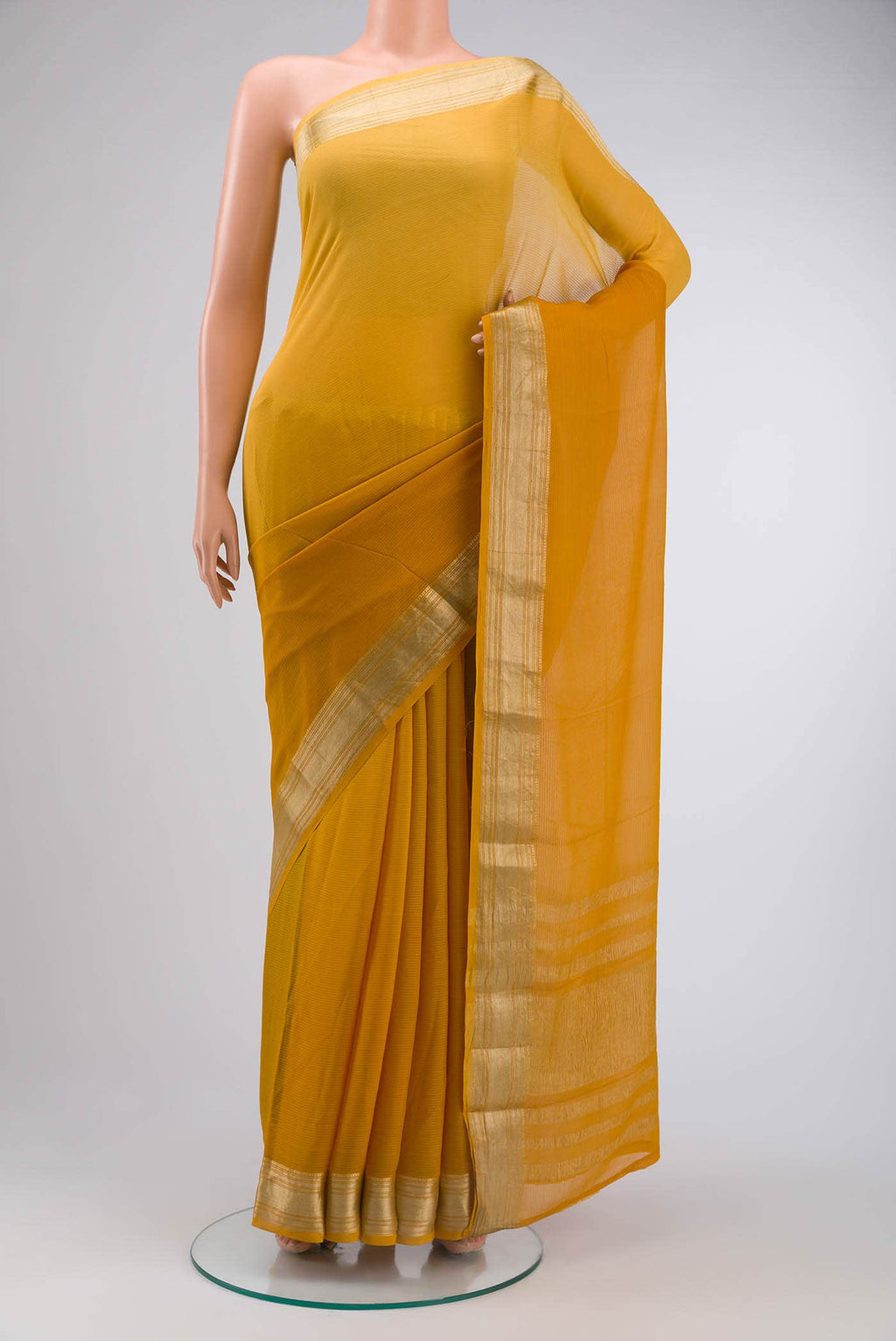 Mustard Mysore Chiffon Saree