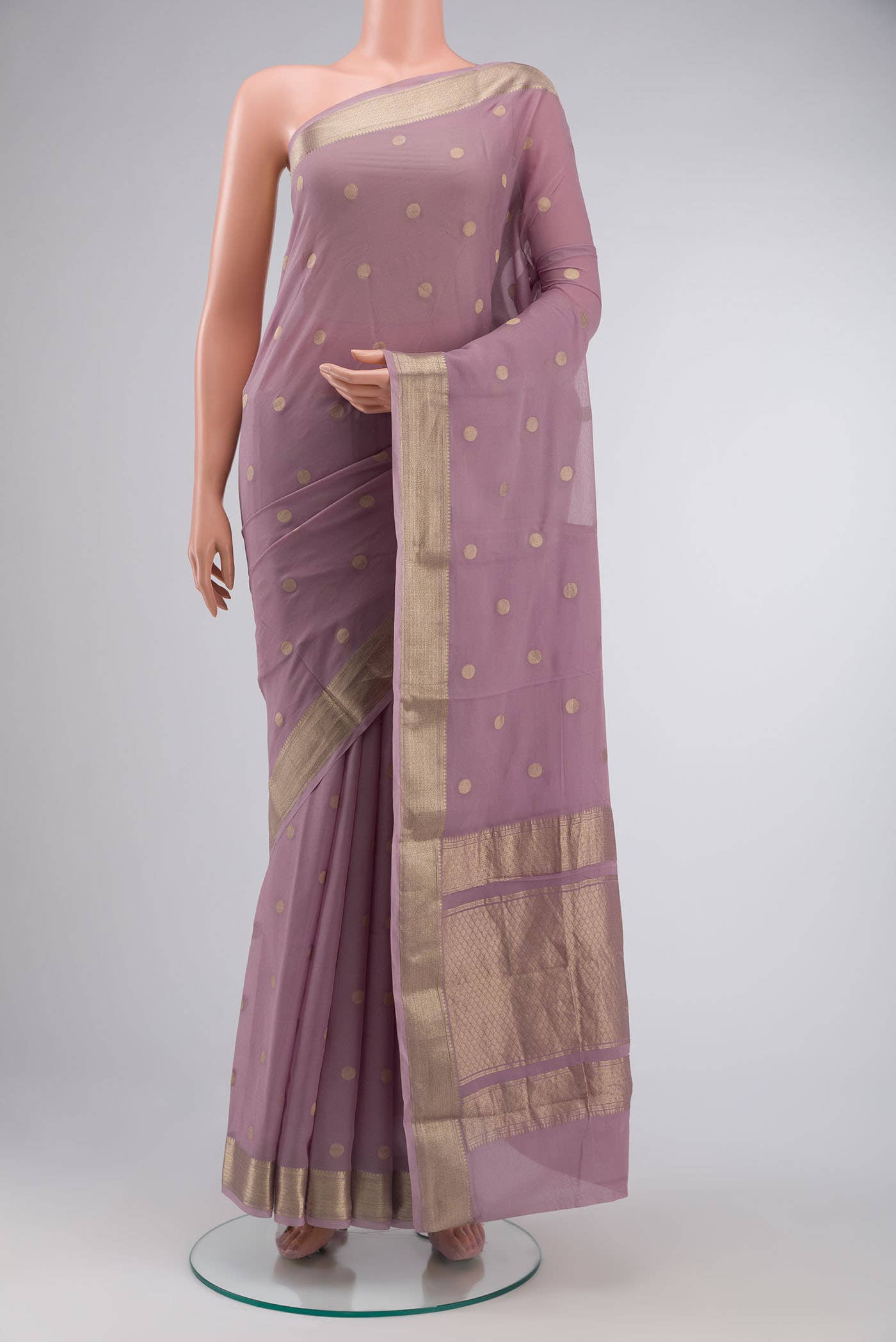 Lavender Mysore Georgette Saree