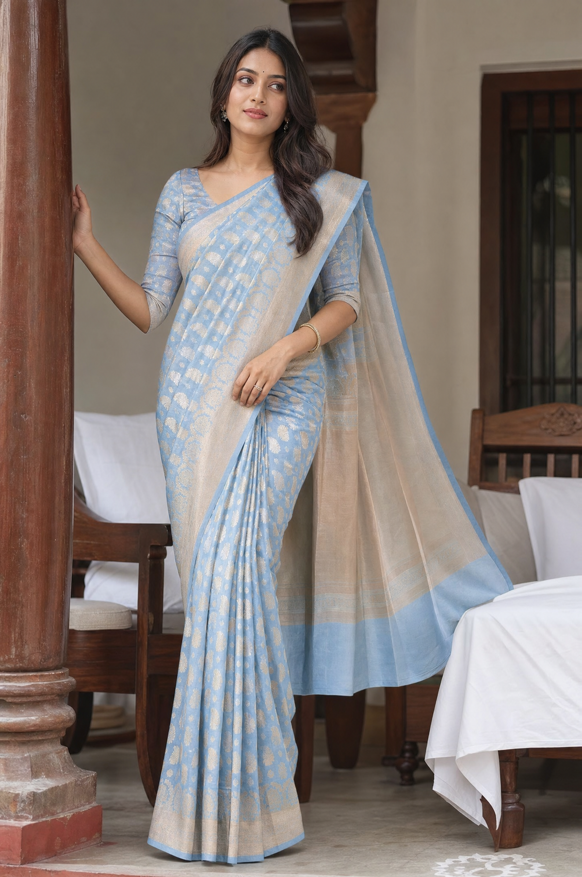 Bhumi-Blue Banarasi Silk Saree