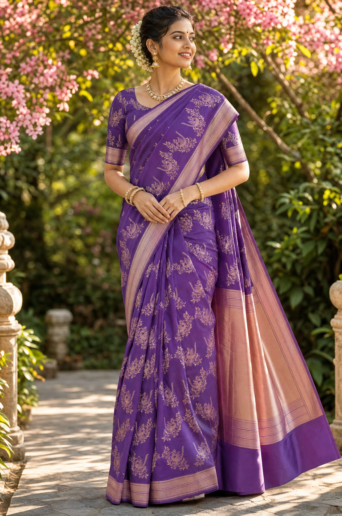 Mahika-Purple Banarasi Silk Saree