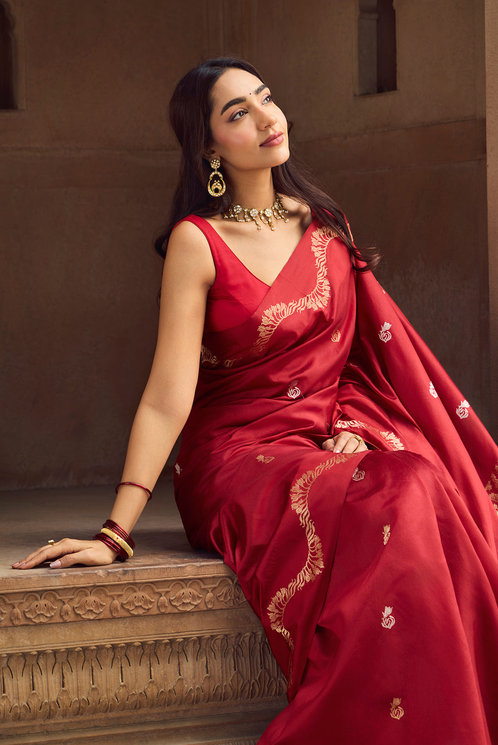 Raahi - Rich Maroon Banarasi Katan Silk Saree