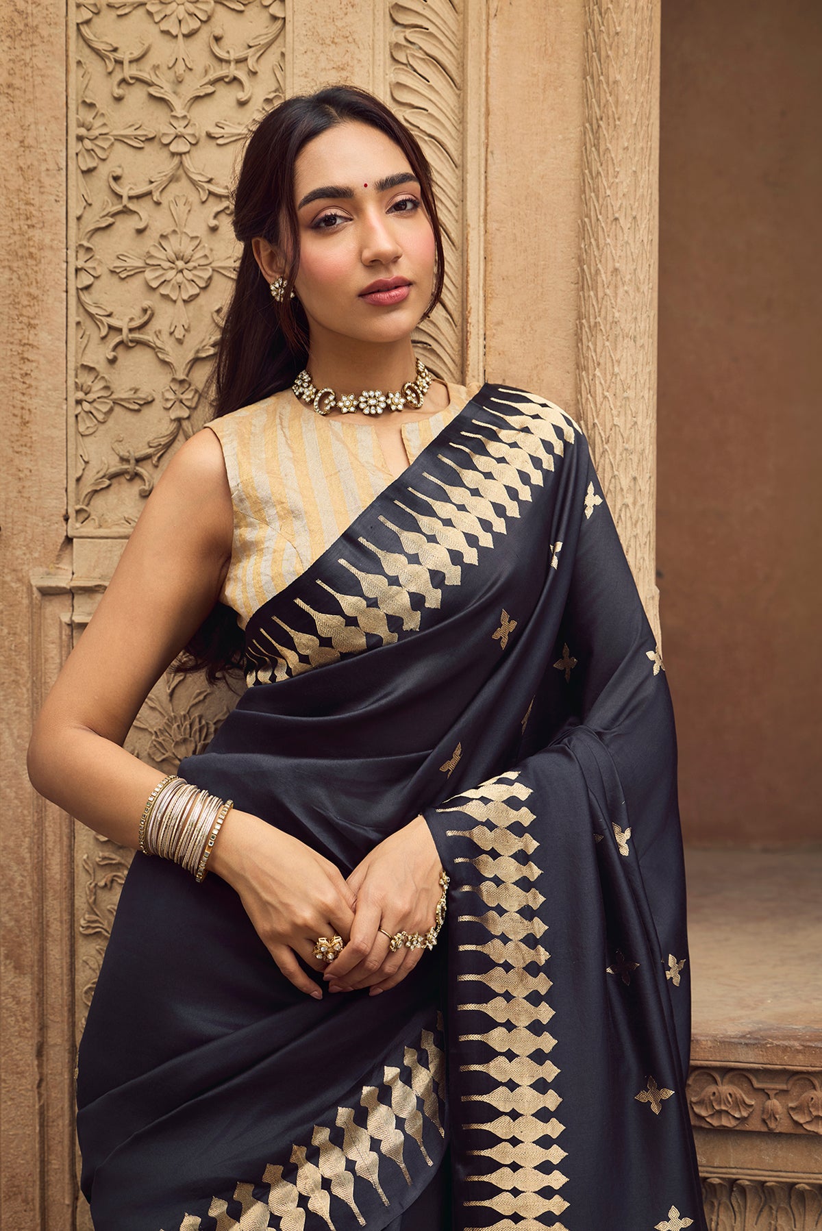 Mahima - Classic Black Banarasi Silk Saree