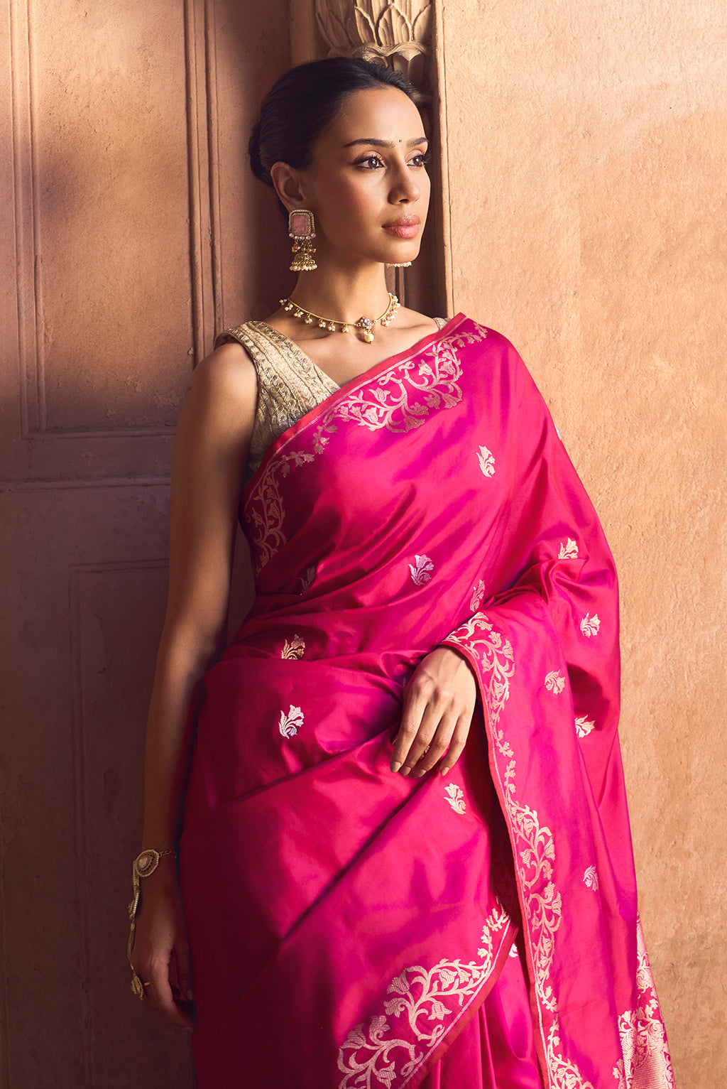 Mrunali- Magenta Banarasi Katan Silk Saree