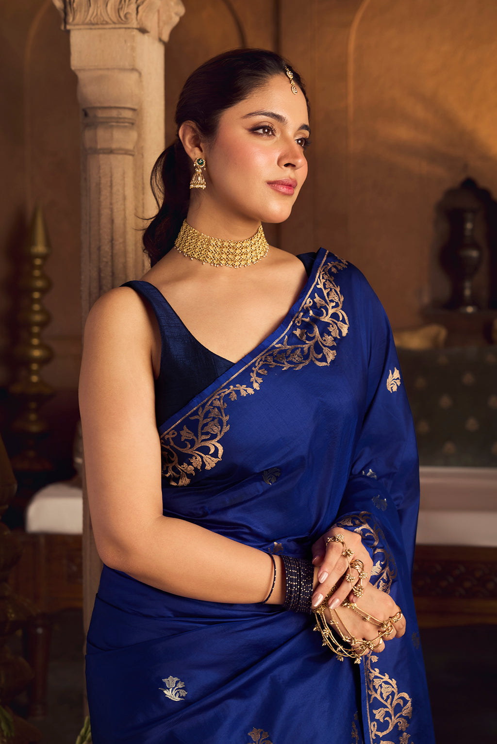 Mrunali-Regal Blue Banarasi Katan Silk Saree