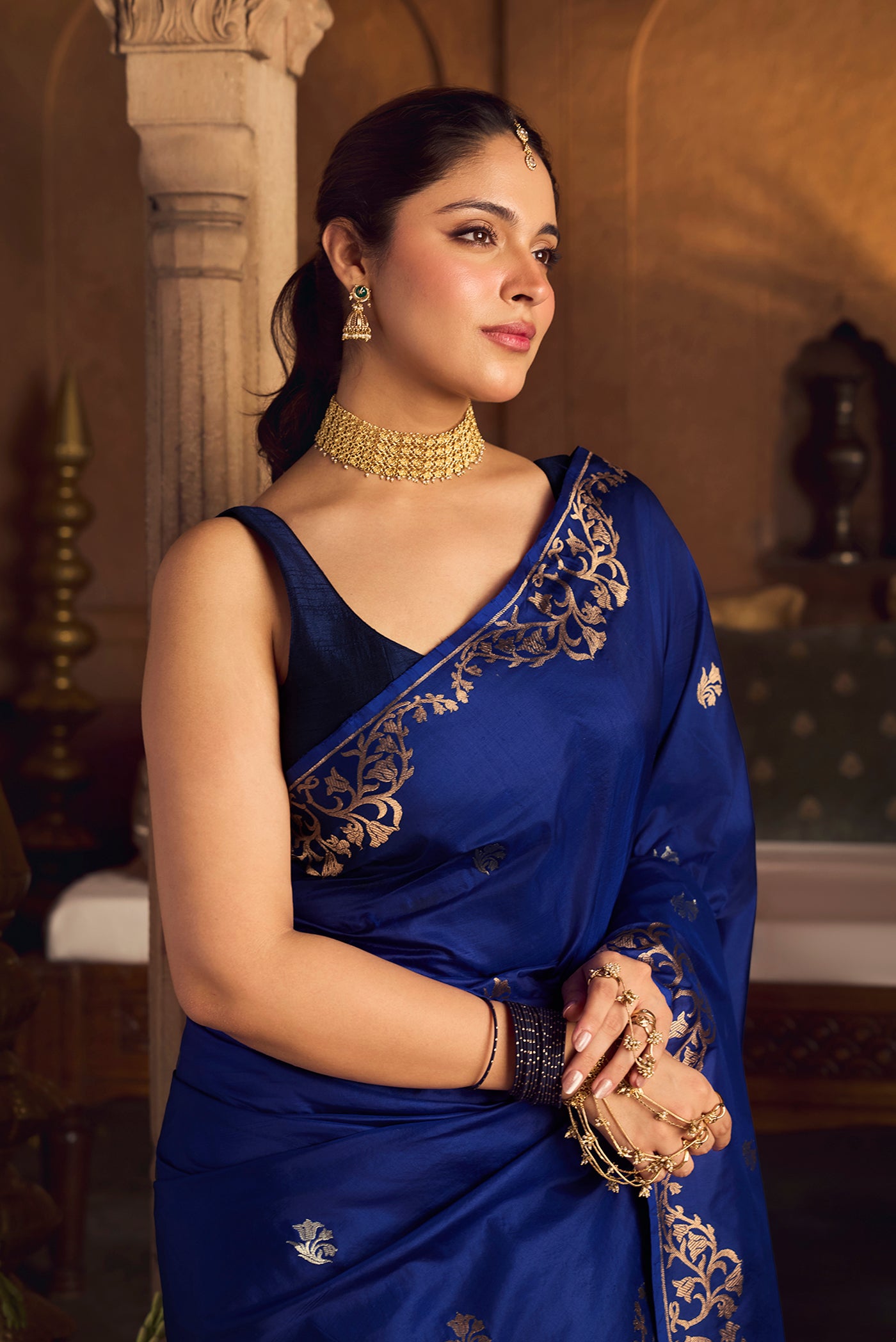 Mrunali-Regal Blue Banarasi Katan Silk Saree