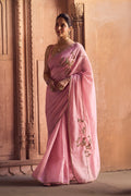 Bulbul- Blush Pink Chanderi Tissue Saree