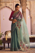 Aboli-Green Zardozi Organza Silk Saree