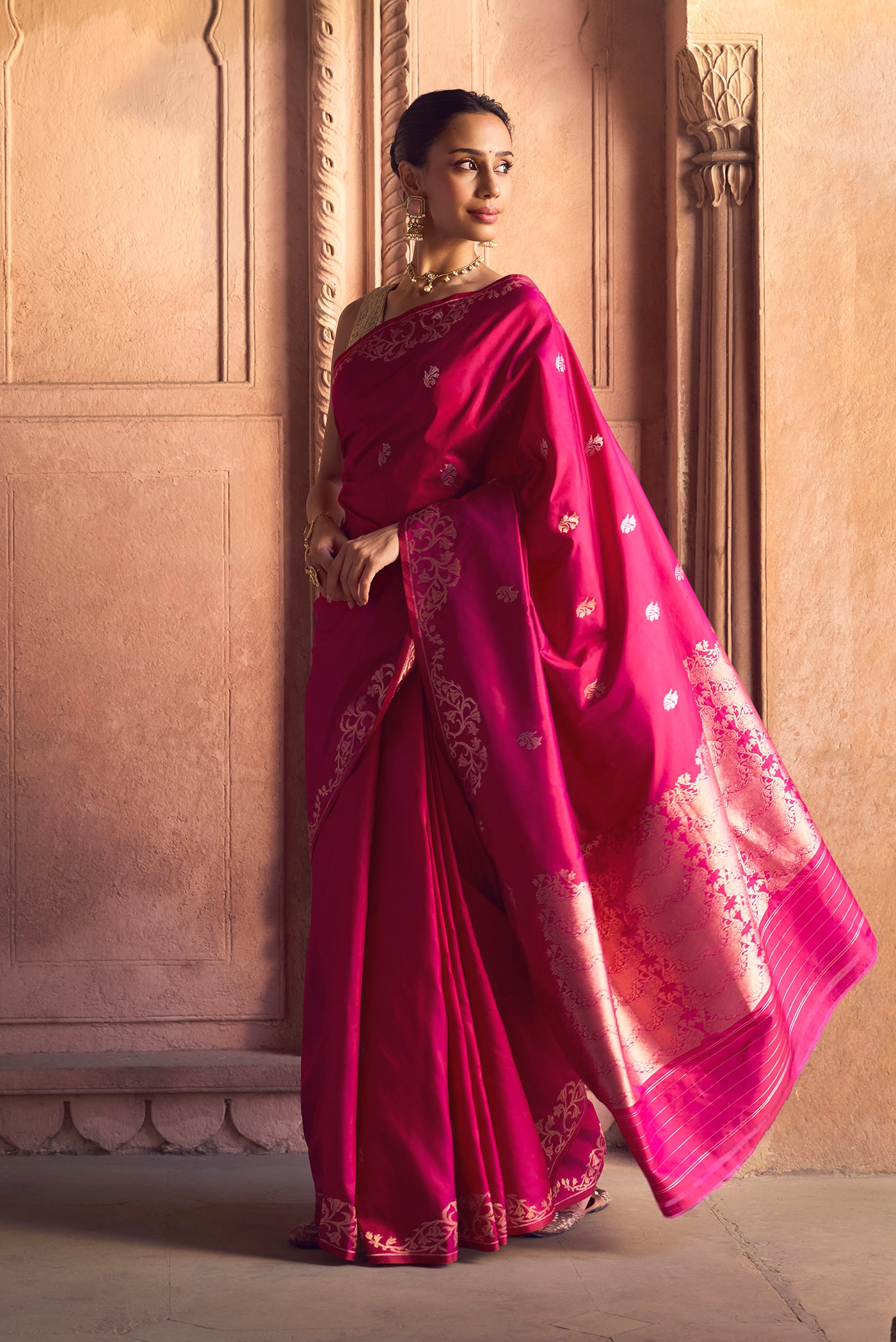 Mrunali- Magenta Banarasi Katan Silk Saree