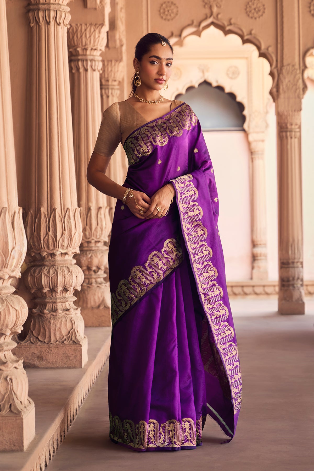 Mandhara - Regal Purple Banarasi Katan Silk Saree