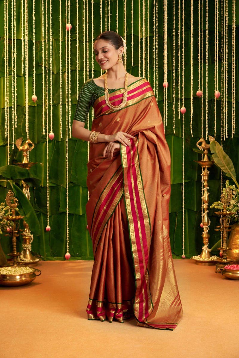 Meera-Rust Kanchipuram Silk Saree