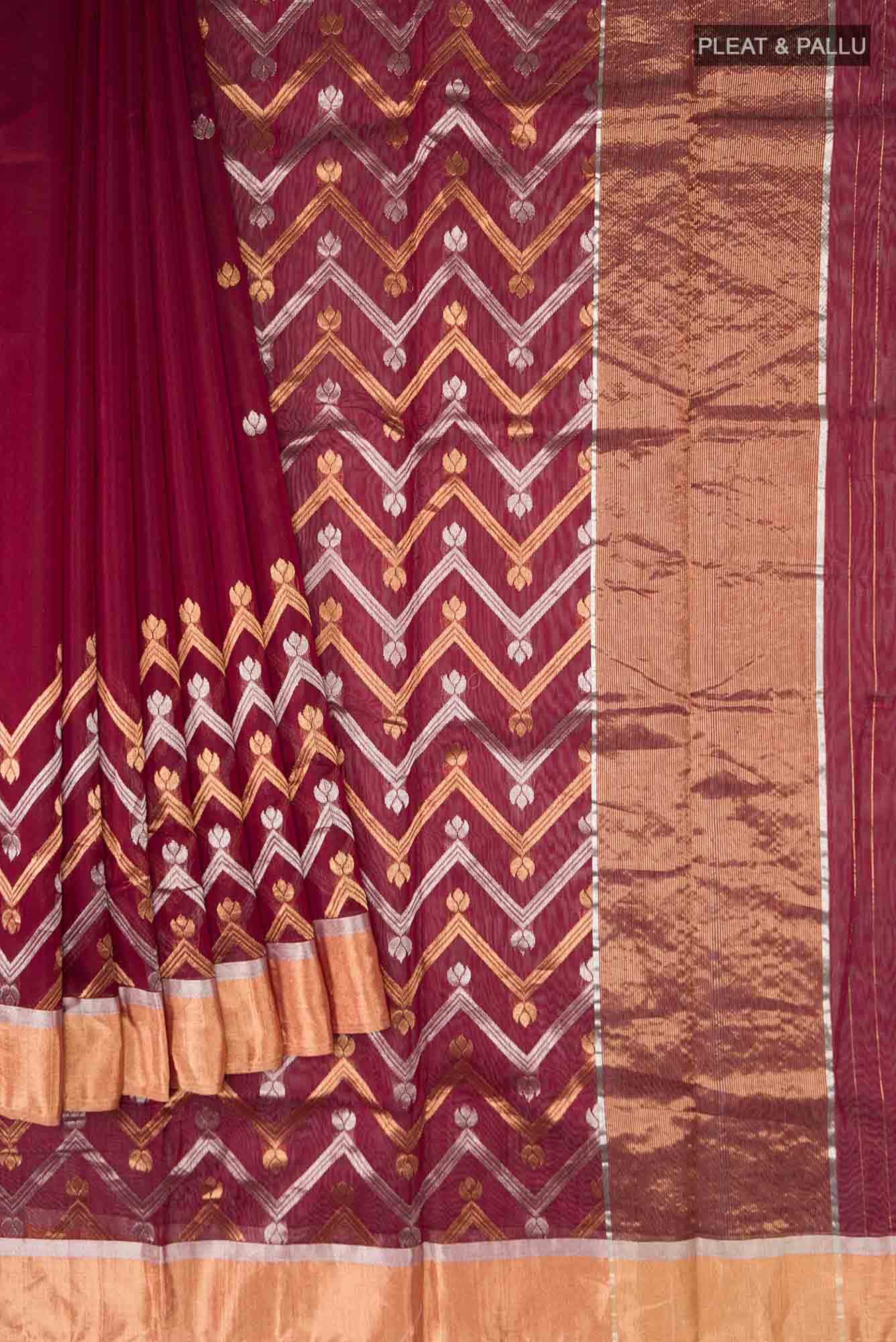 Maroon Chanderi Silk Cotton Saree