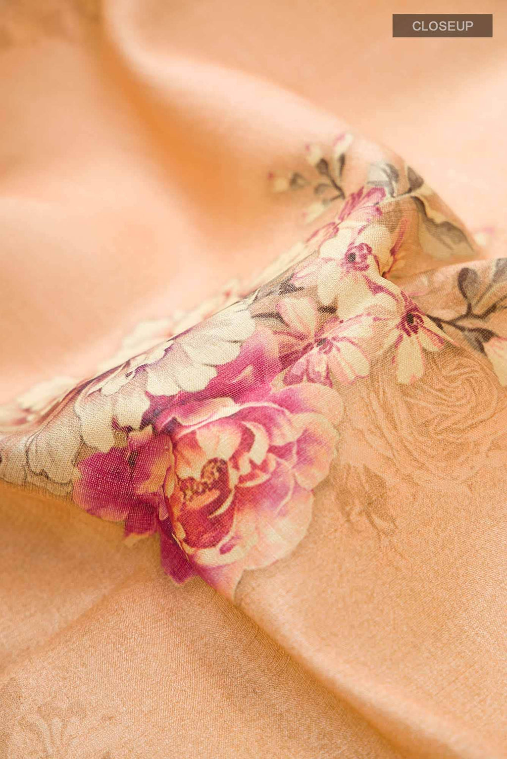 Peach Bhagalpuri Tussar Silk Saree