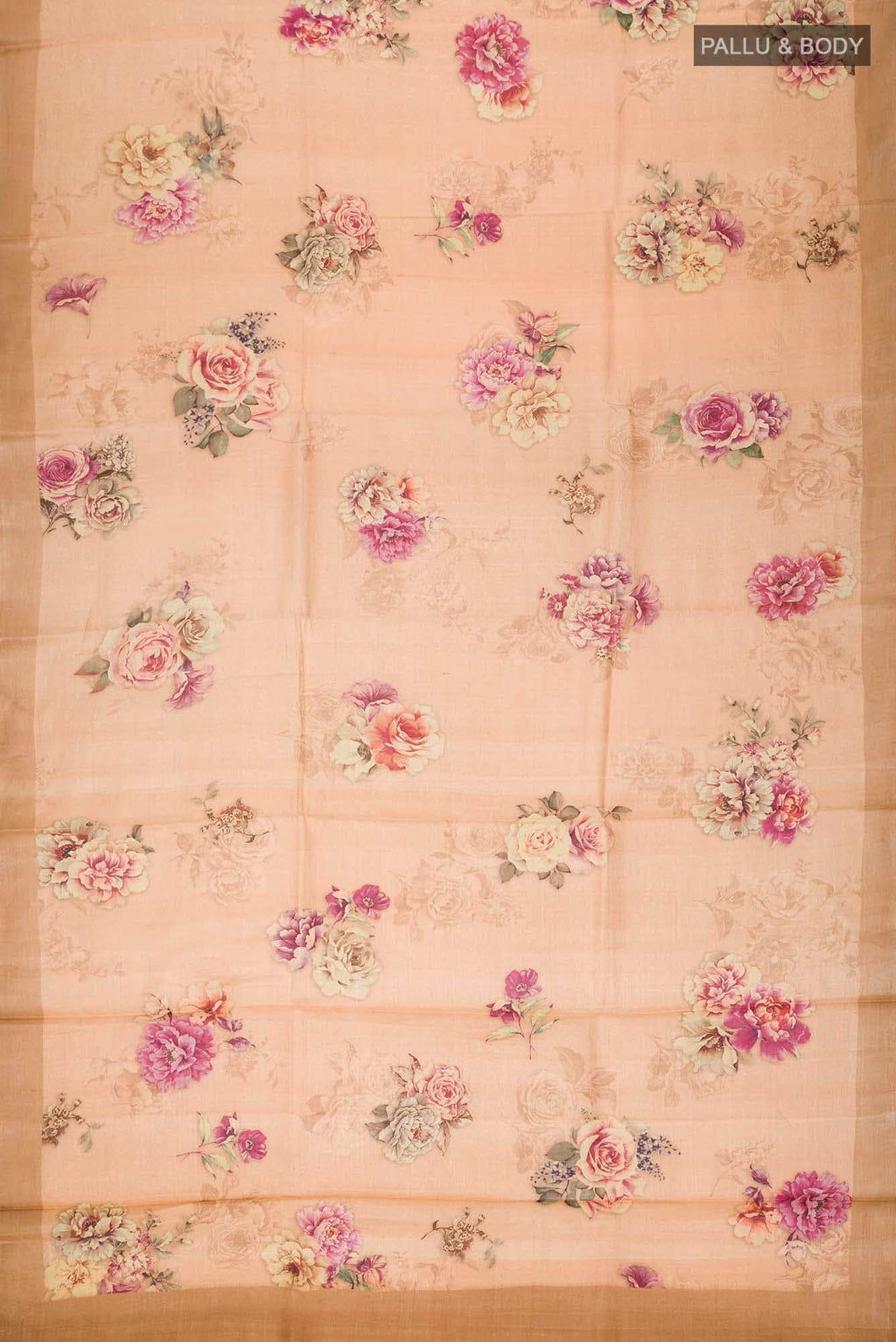 Peach Bhagalpuri Tussar Silk Saree