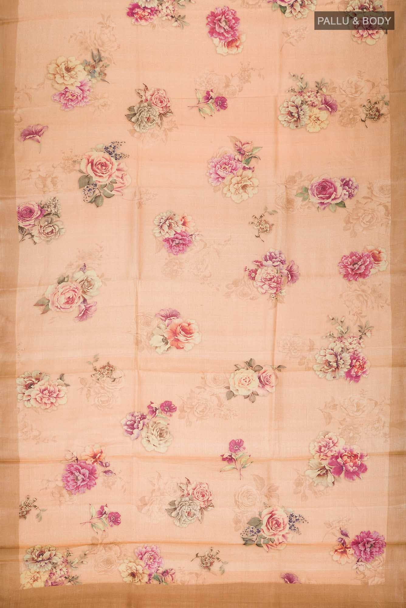 Peach Bhagalpuri Tussar Silk Saree