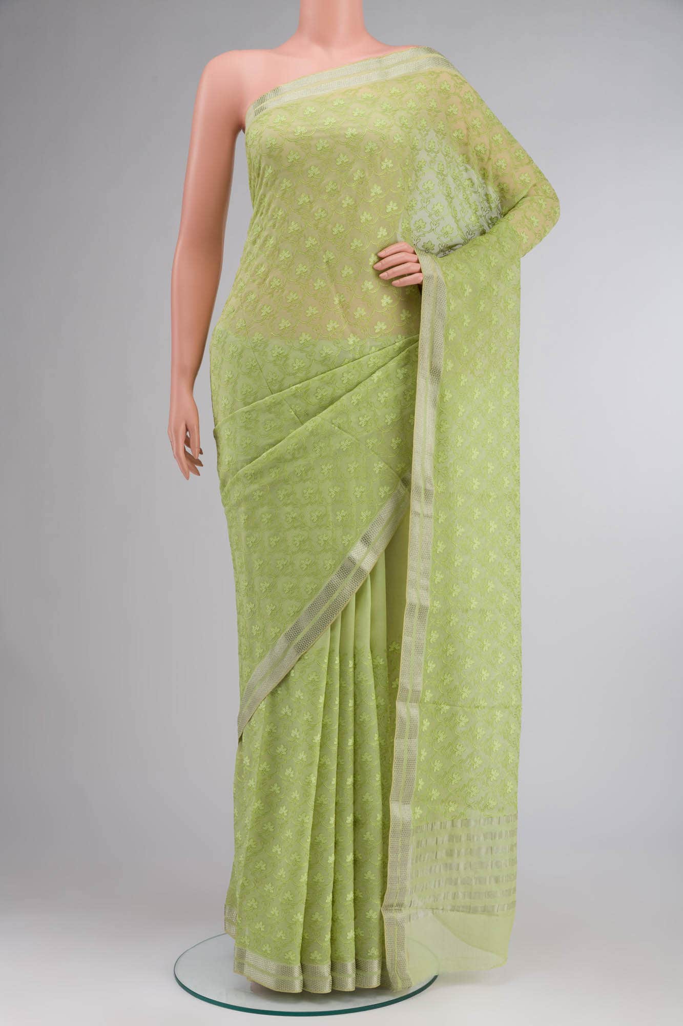 Green Chiffon Saree