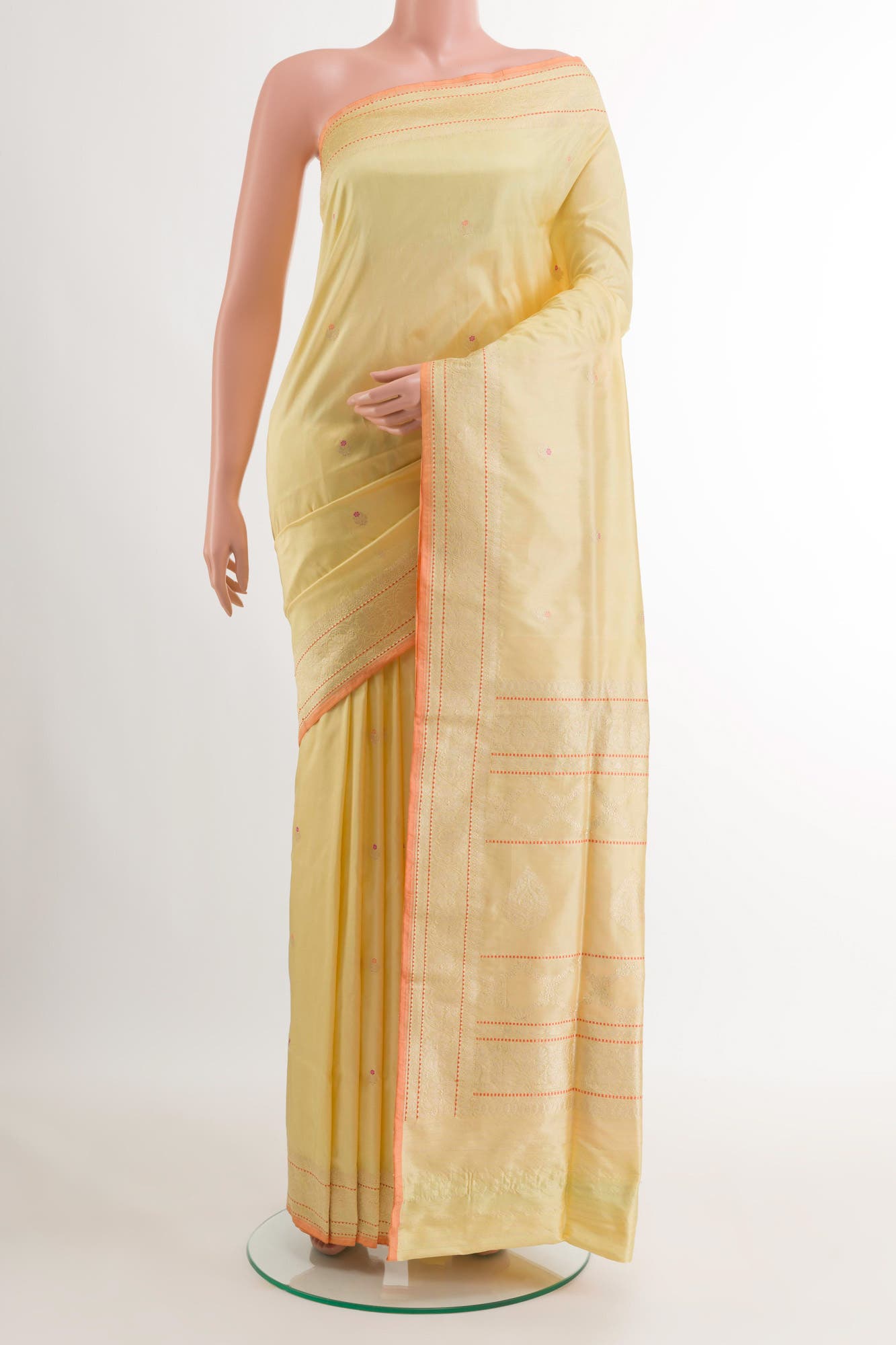 Lemon Yellow Banarasi Silk Saree