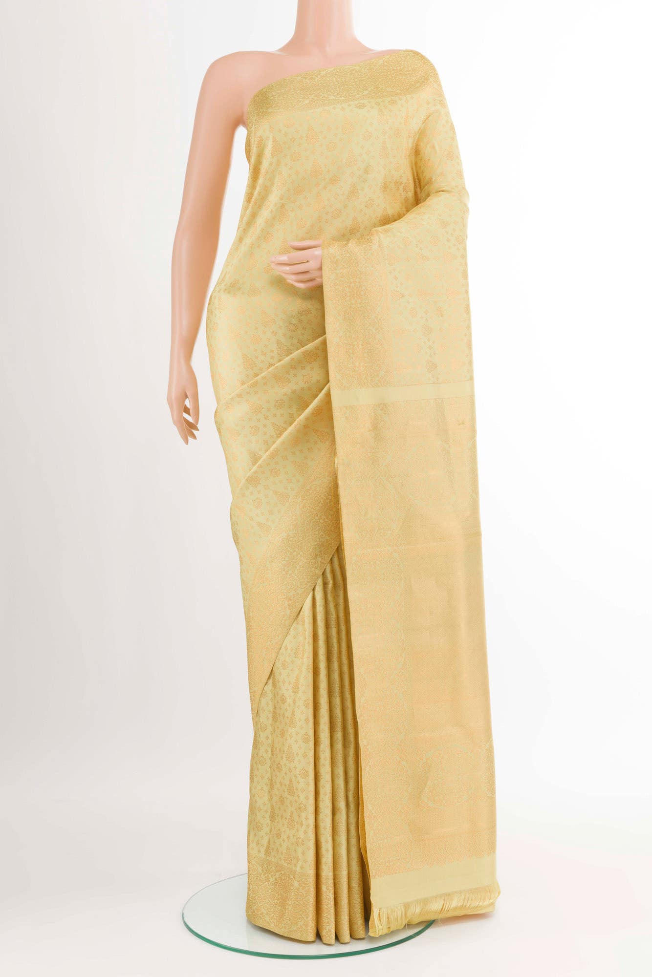 Golden Kanchipuram Silk Saree