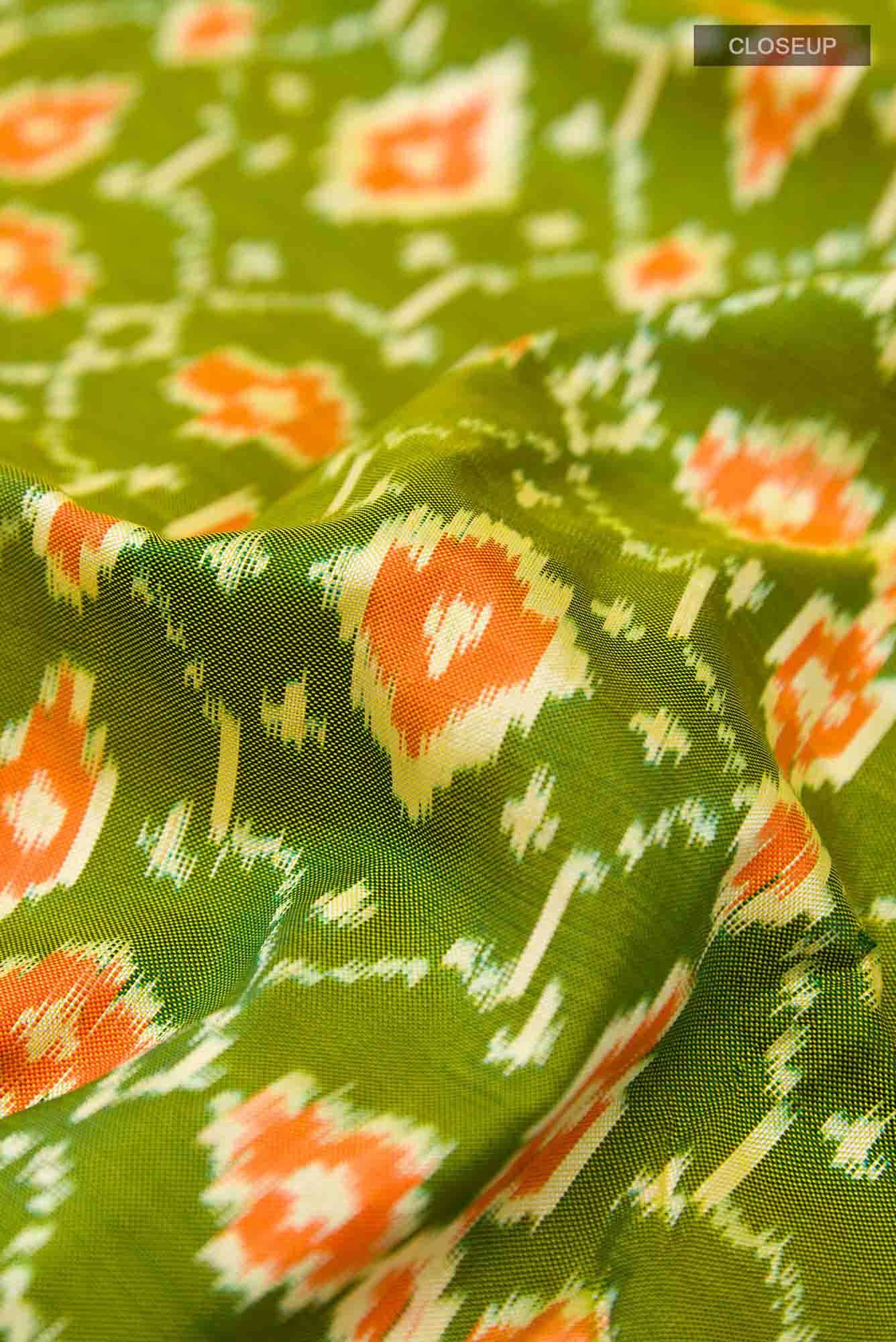 Mehandi Green Pochampally Silk Saree