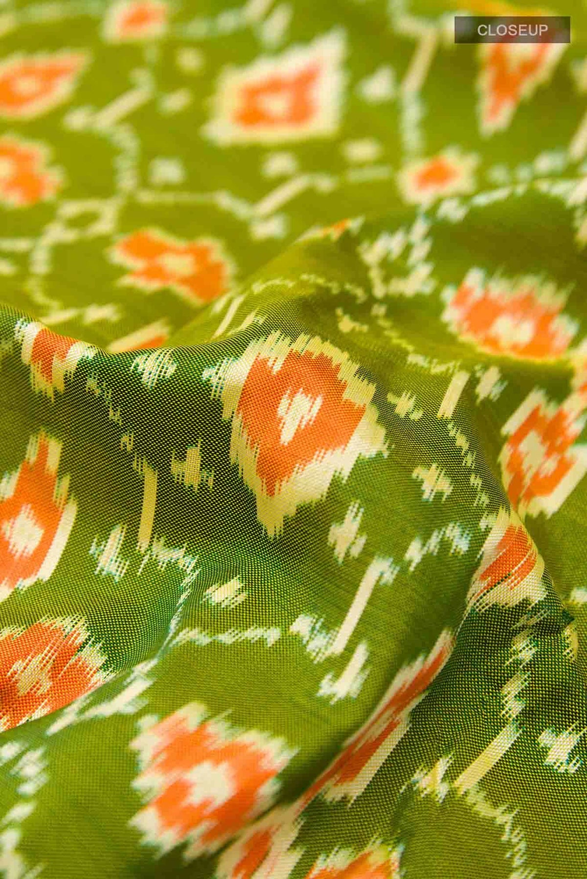 Mehandi Green Pochampally Silk Saree