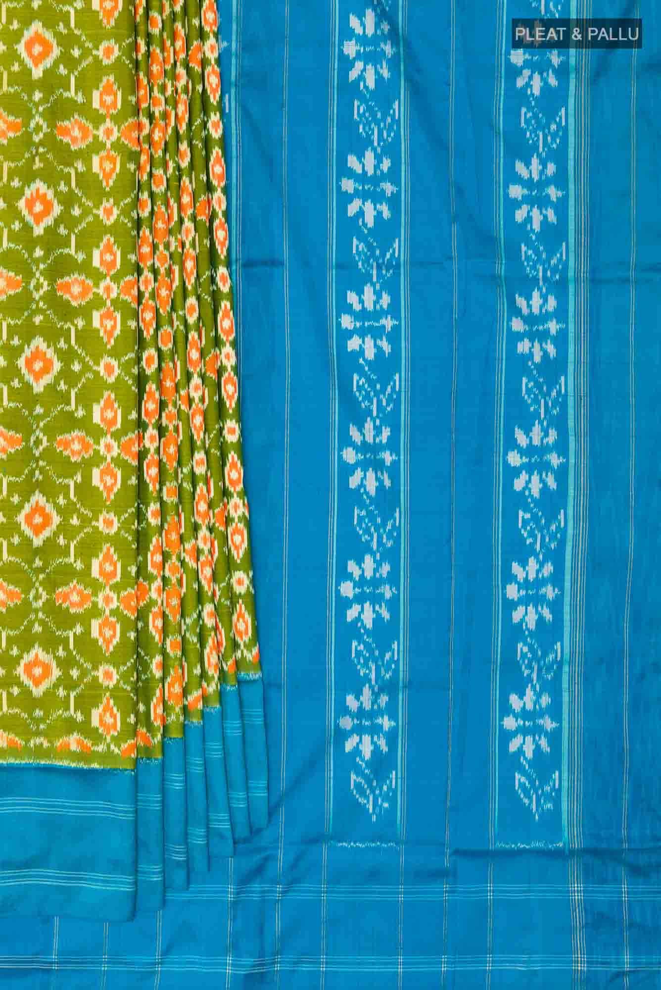 Mehandi Green Pochampally Silk Saree