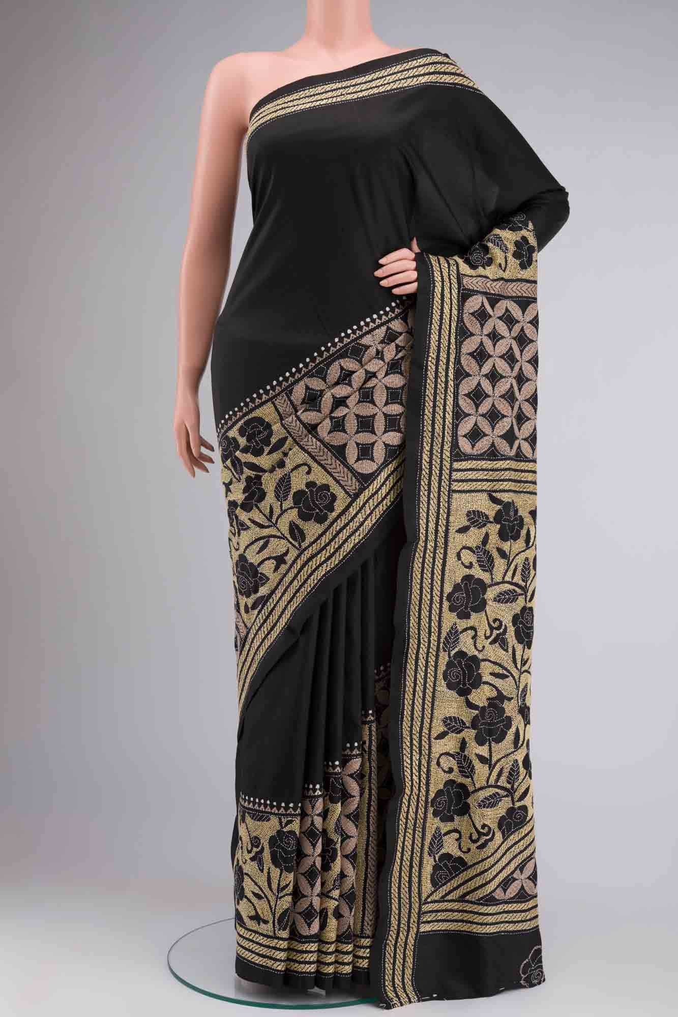 Black Tussar Saree