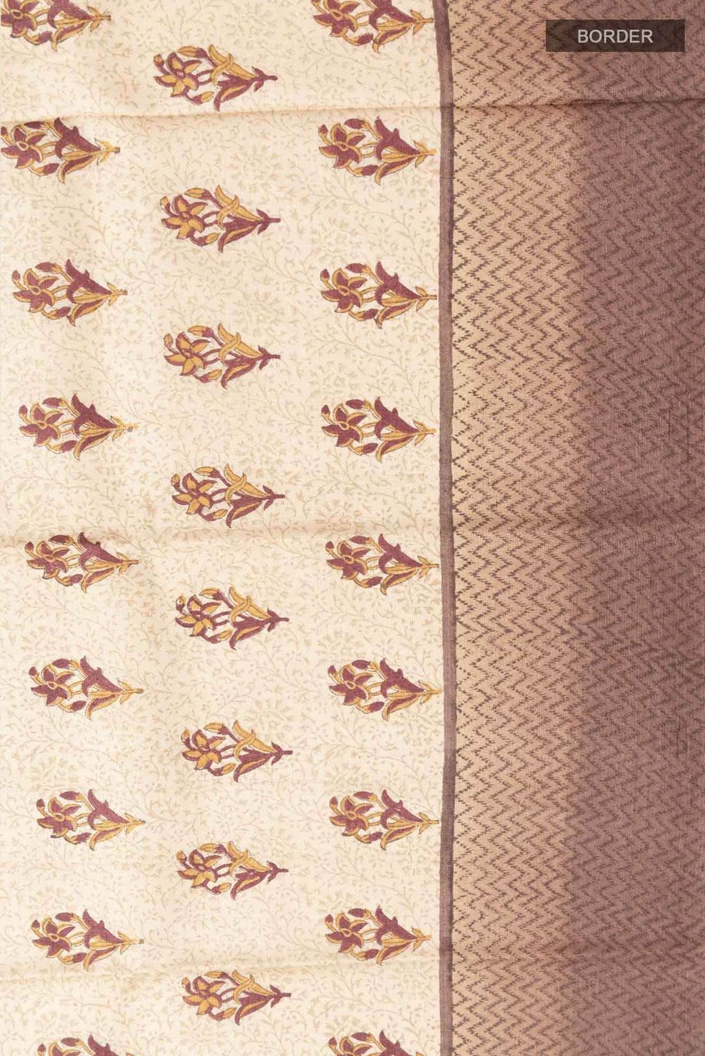 Beige Tussar Silk Saree