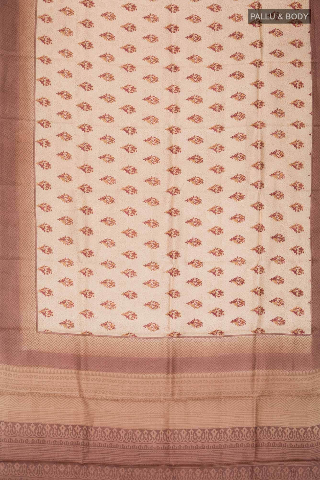 Beige Tussar Silk Saree