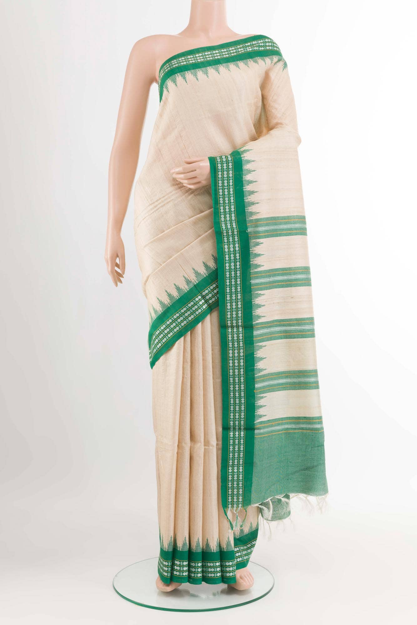 Beige Tussar Saree