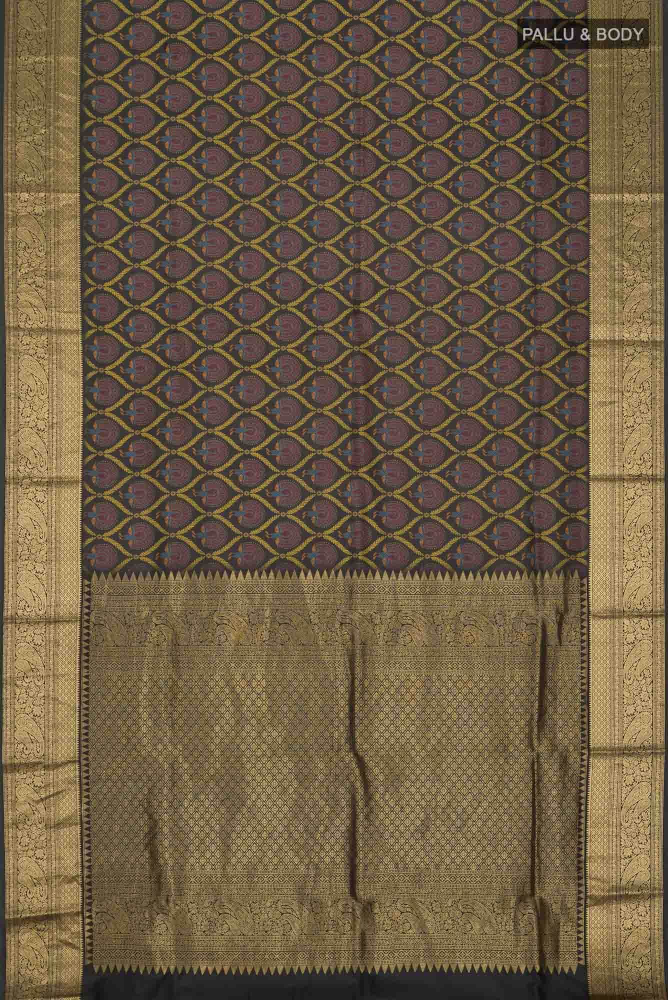 Bottle Green Printed Silk Saree