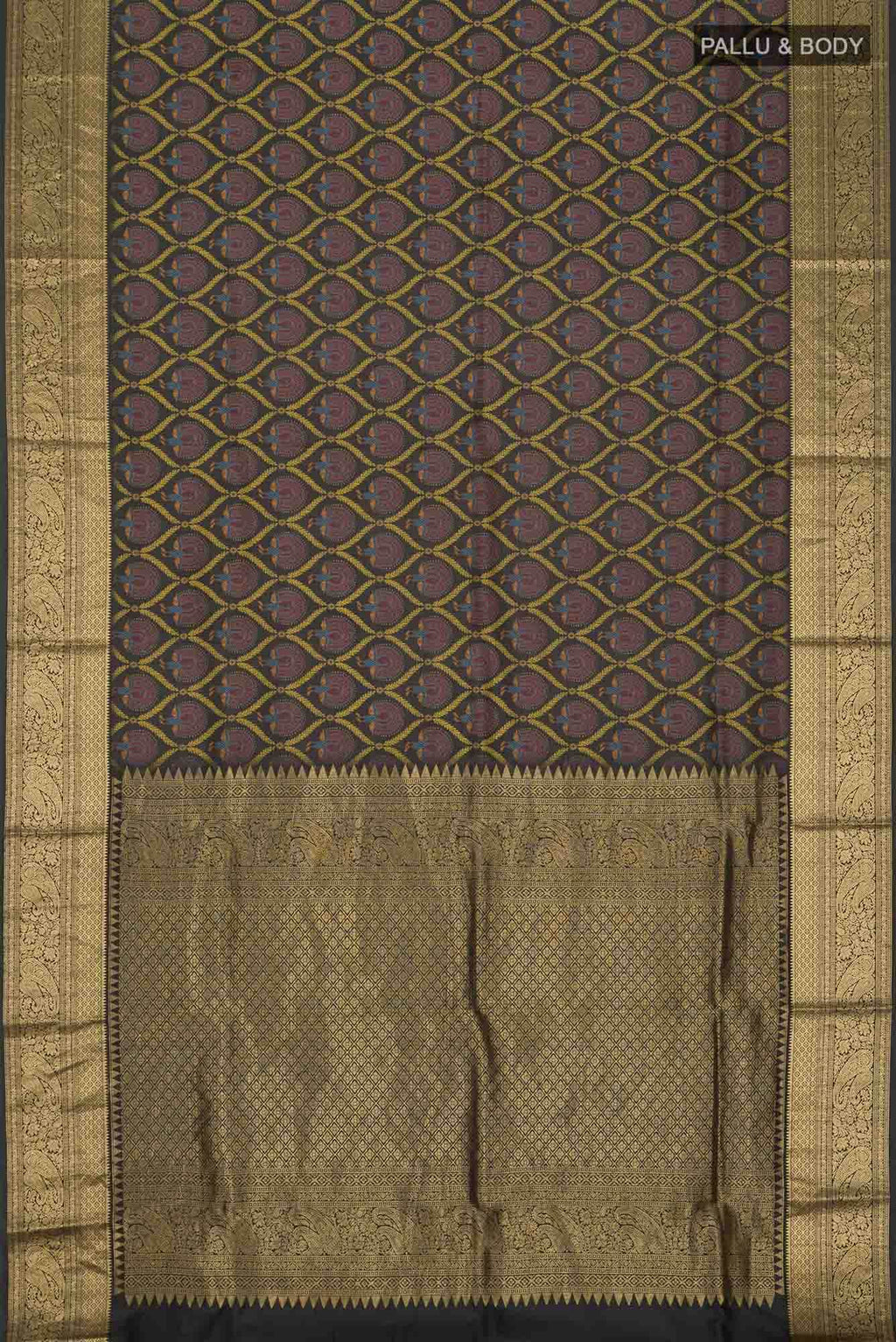 Bottle Green Printed Silk Saree