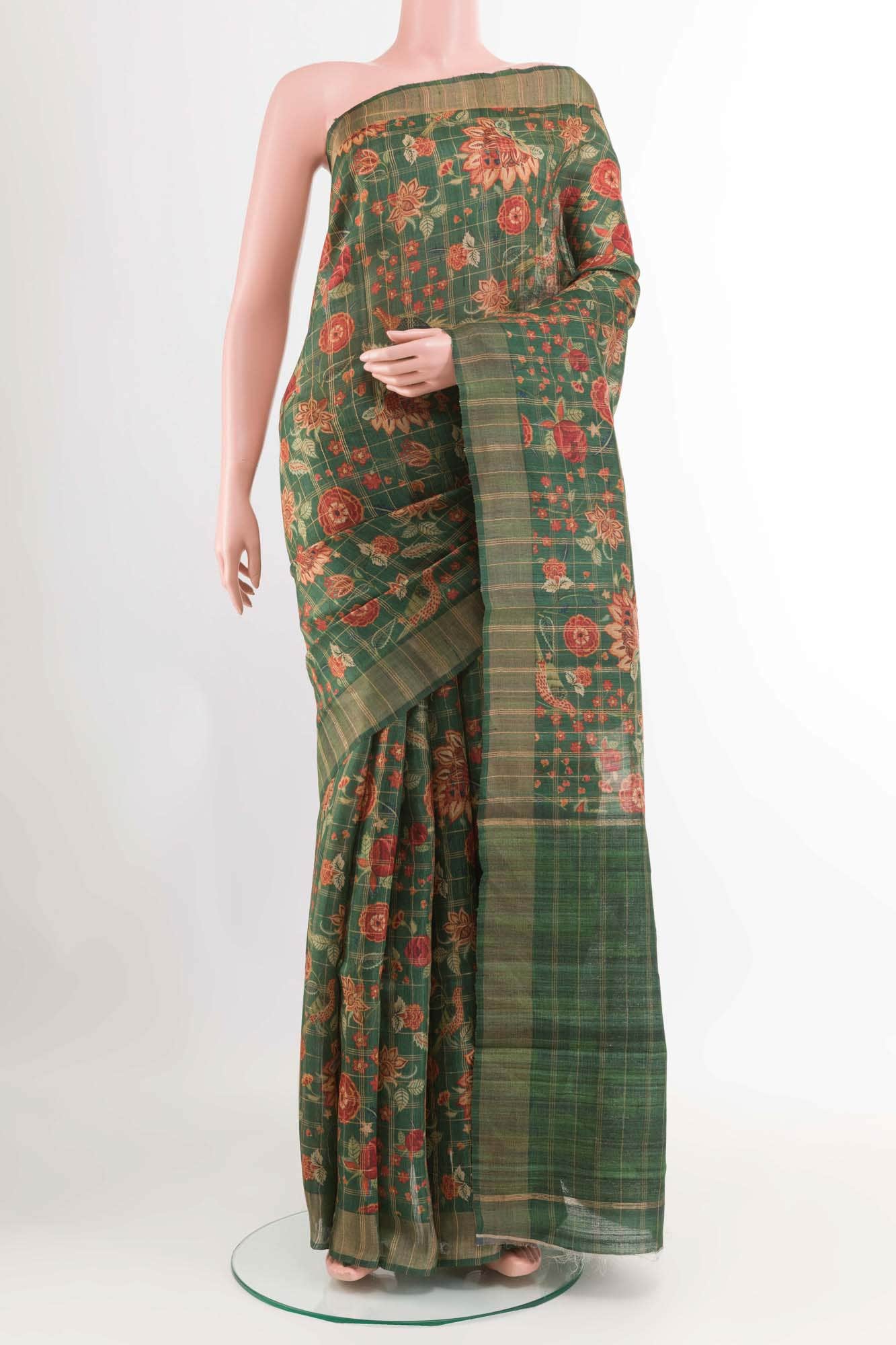 Green Tussar Saree