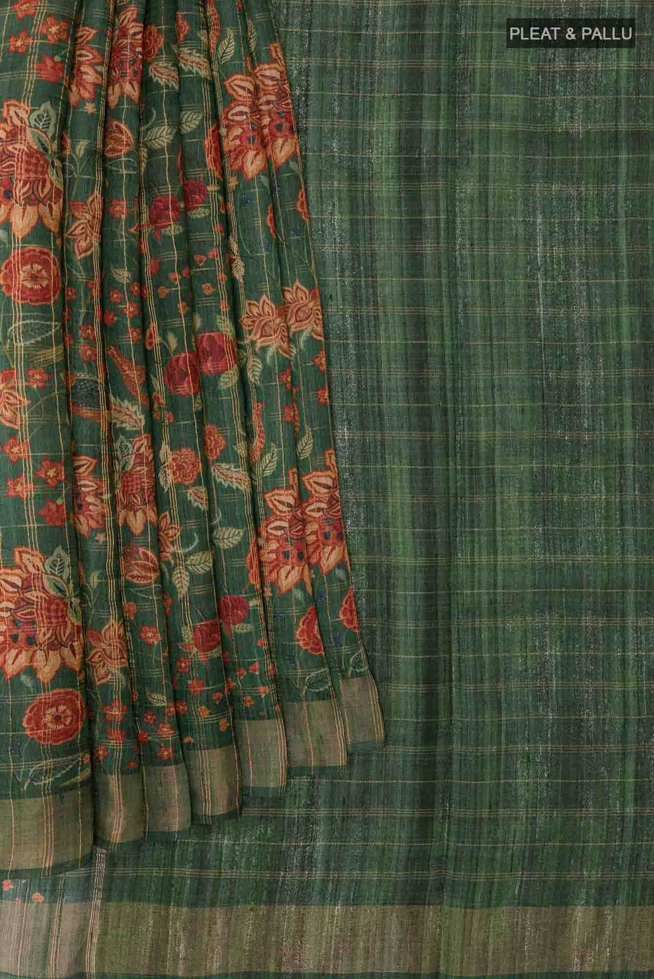 Green Tussar Saree