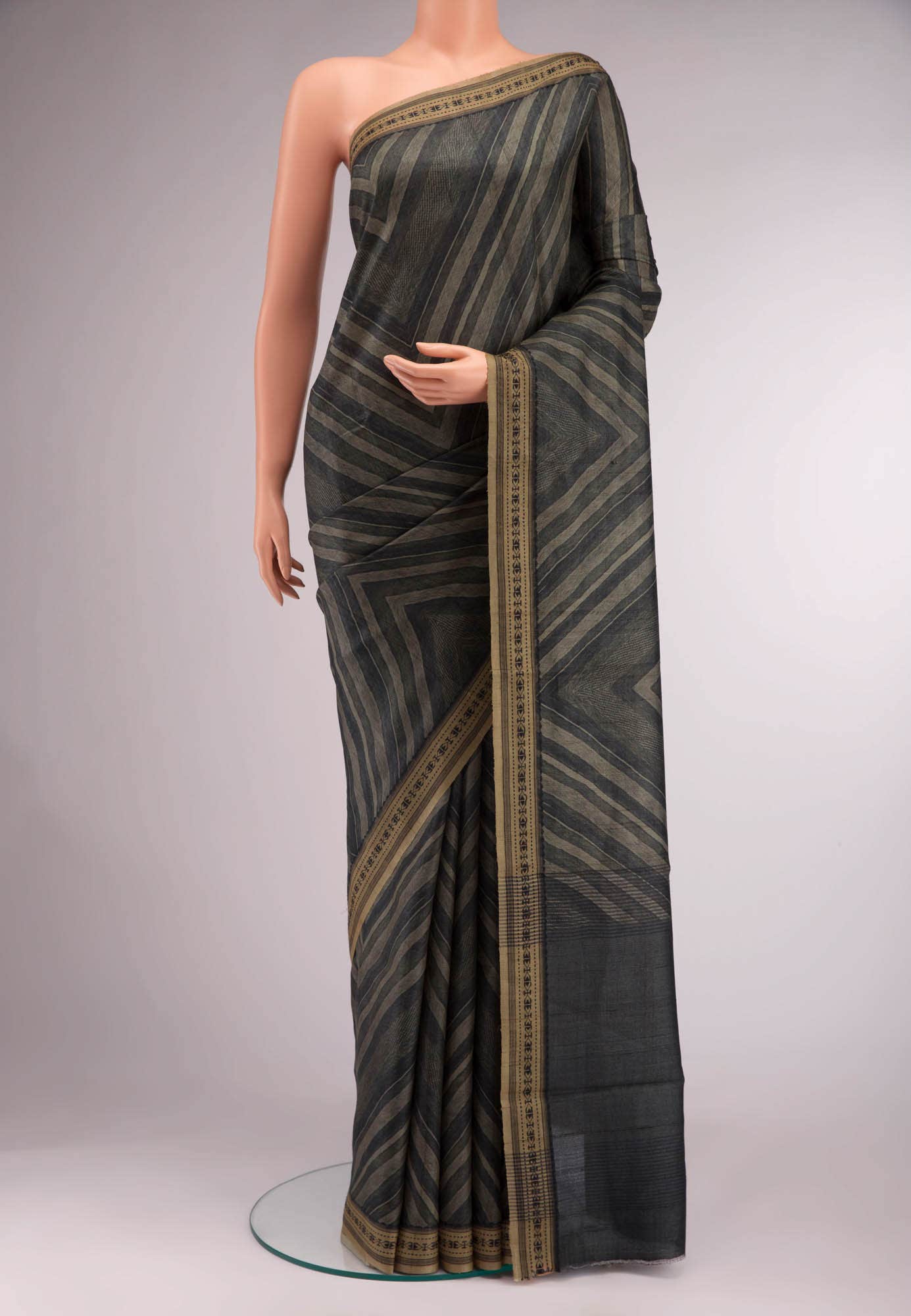 Green Bhagalpuri Tussar Silk Saree