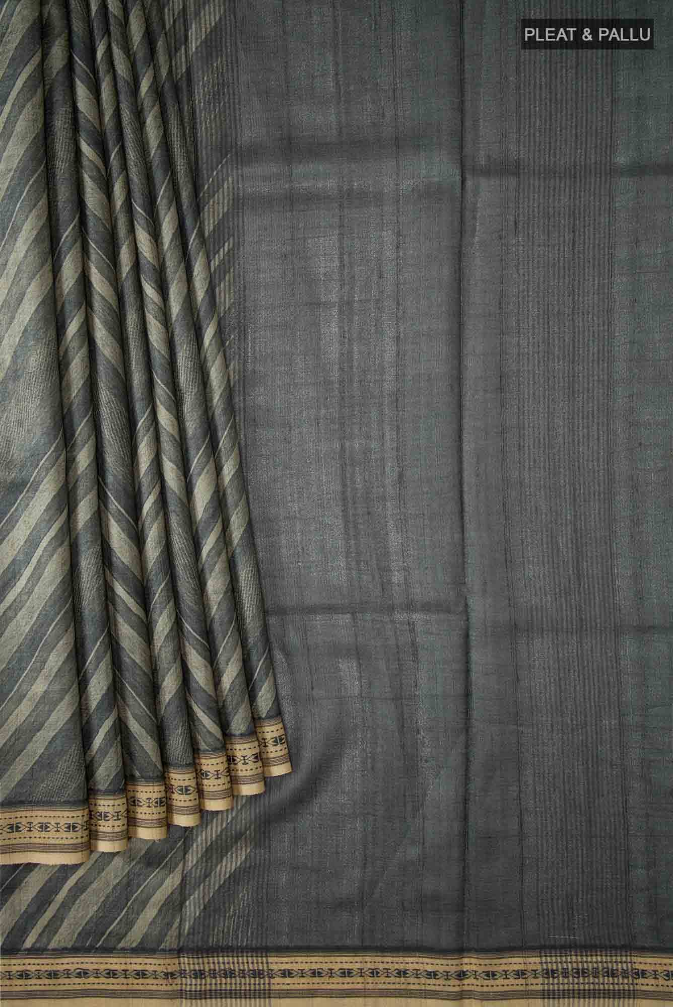 Green Bhagalpuri Tussar Silk Saree