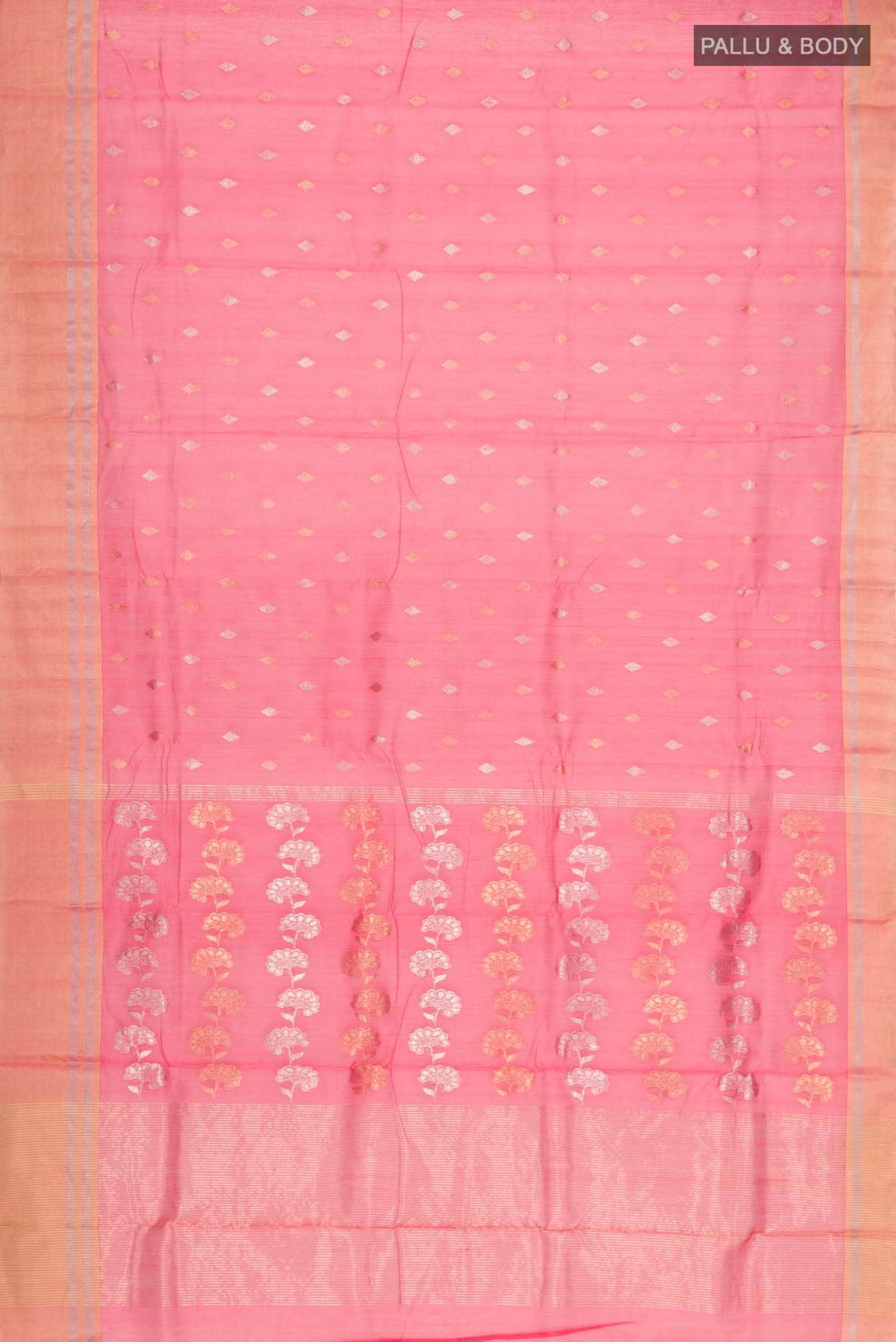 Coral Chanderi Silk Cotton Saree