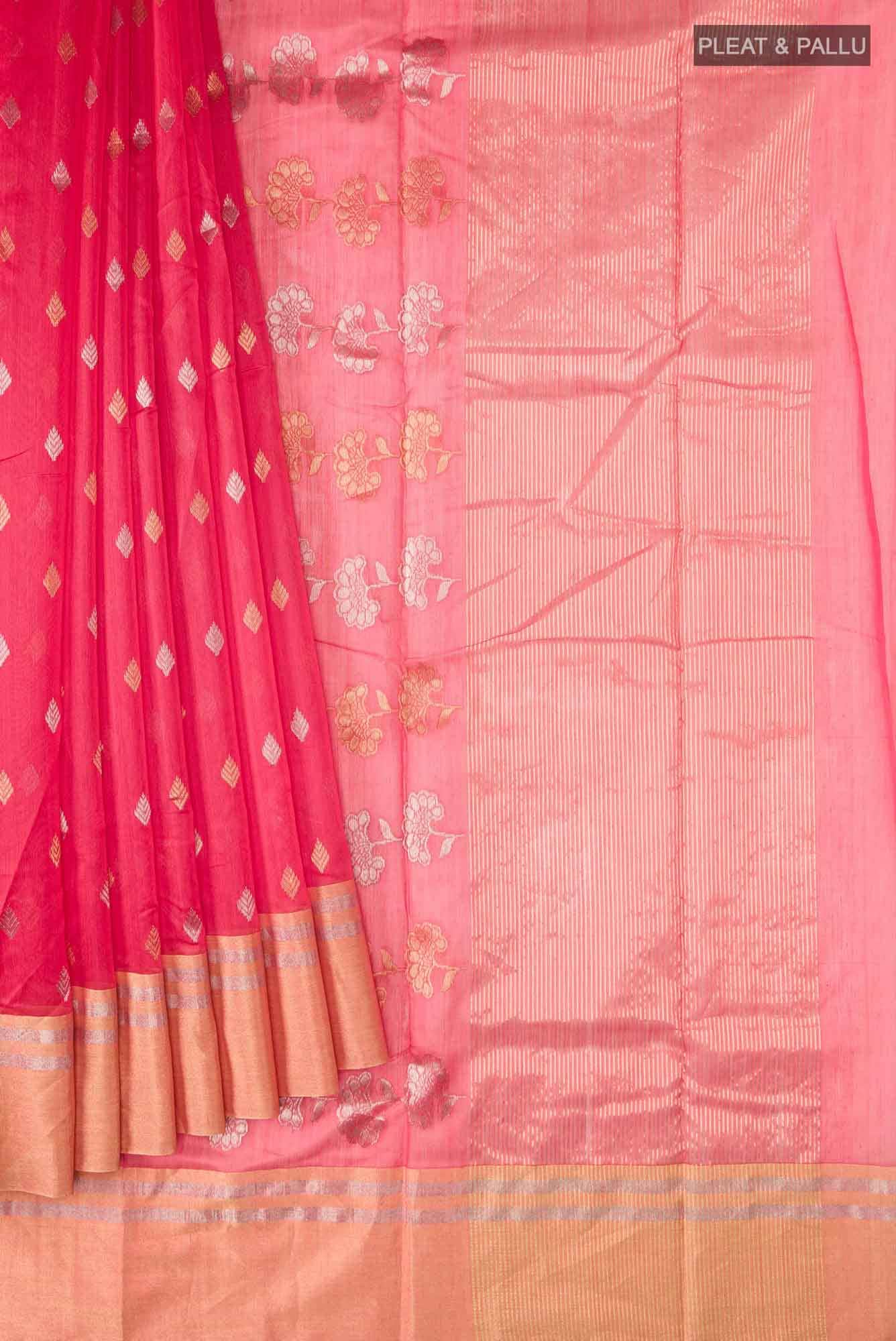 Coral Chanderi Silk Cotton Saree