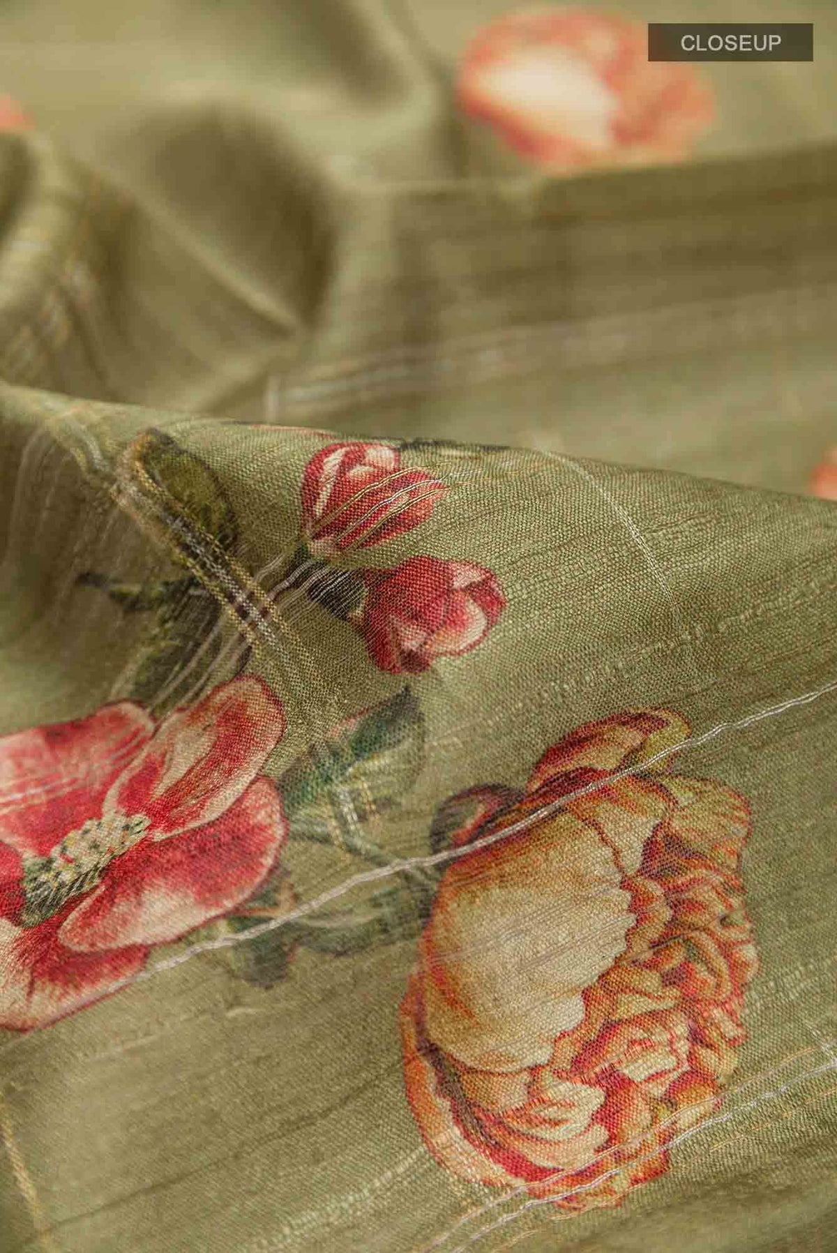 Mehandi Green Tussar Saree