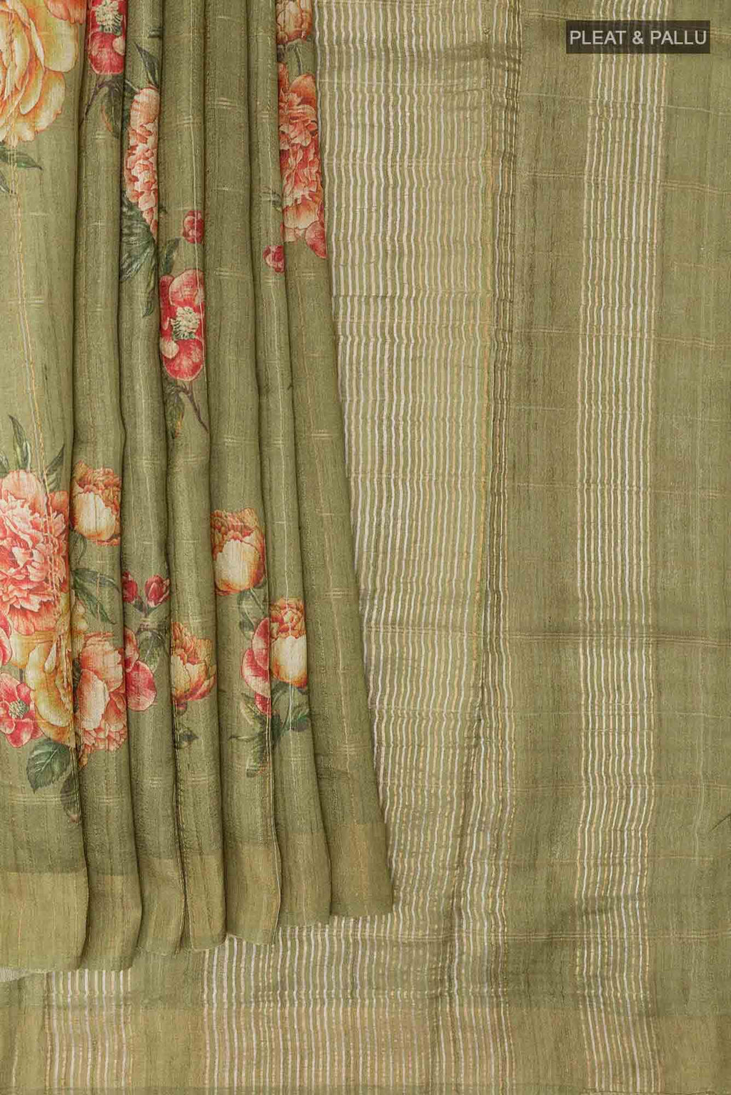 Mehandi Green Tussar Saree